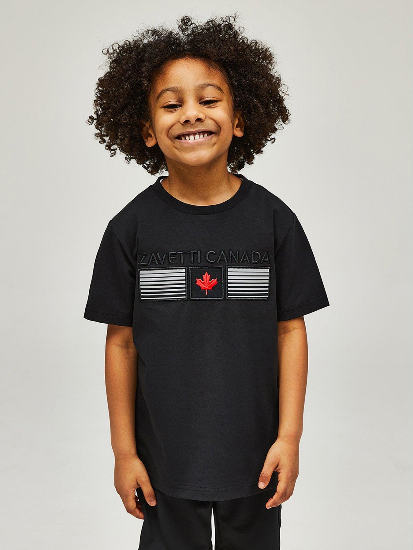  image of zavetti-canada-younger-boys-ovicini-reflective-short-sleeve-t-shirt-and-shorts-set-black