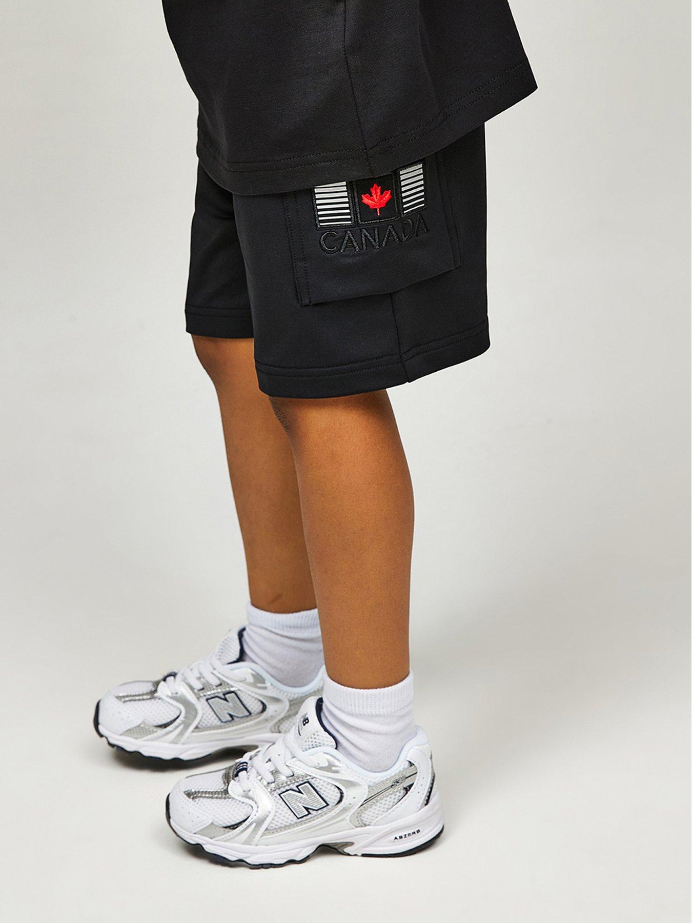  image of zavetti-canada-younger-boys-ovicini-reflective-short-sleeve-t-shirt-and-shorts-set-black