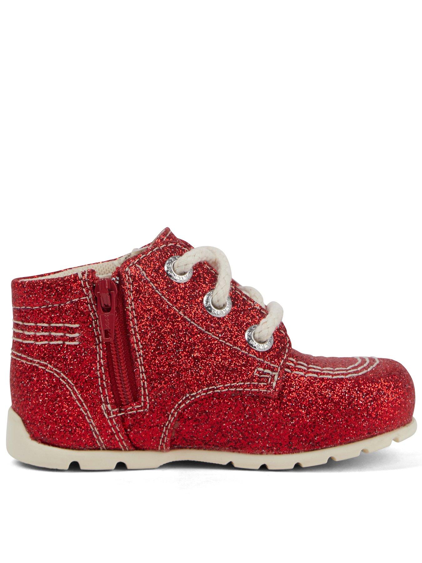 Kickers Kick Hi  Baby Glitter Lthr B Red