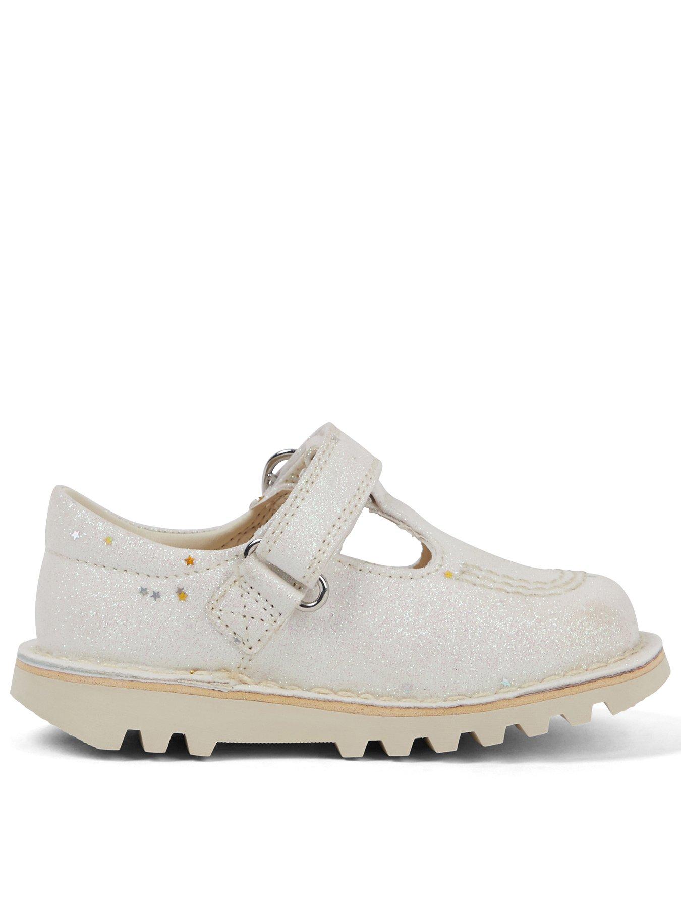 Kickers Toddler Kick Tbar Glitter Text Iu Wht