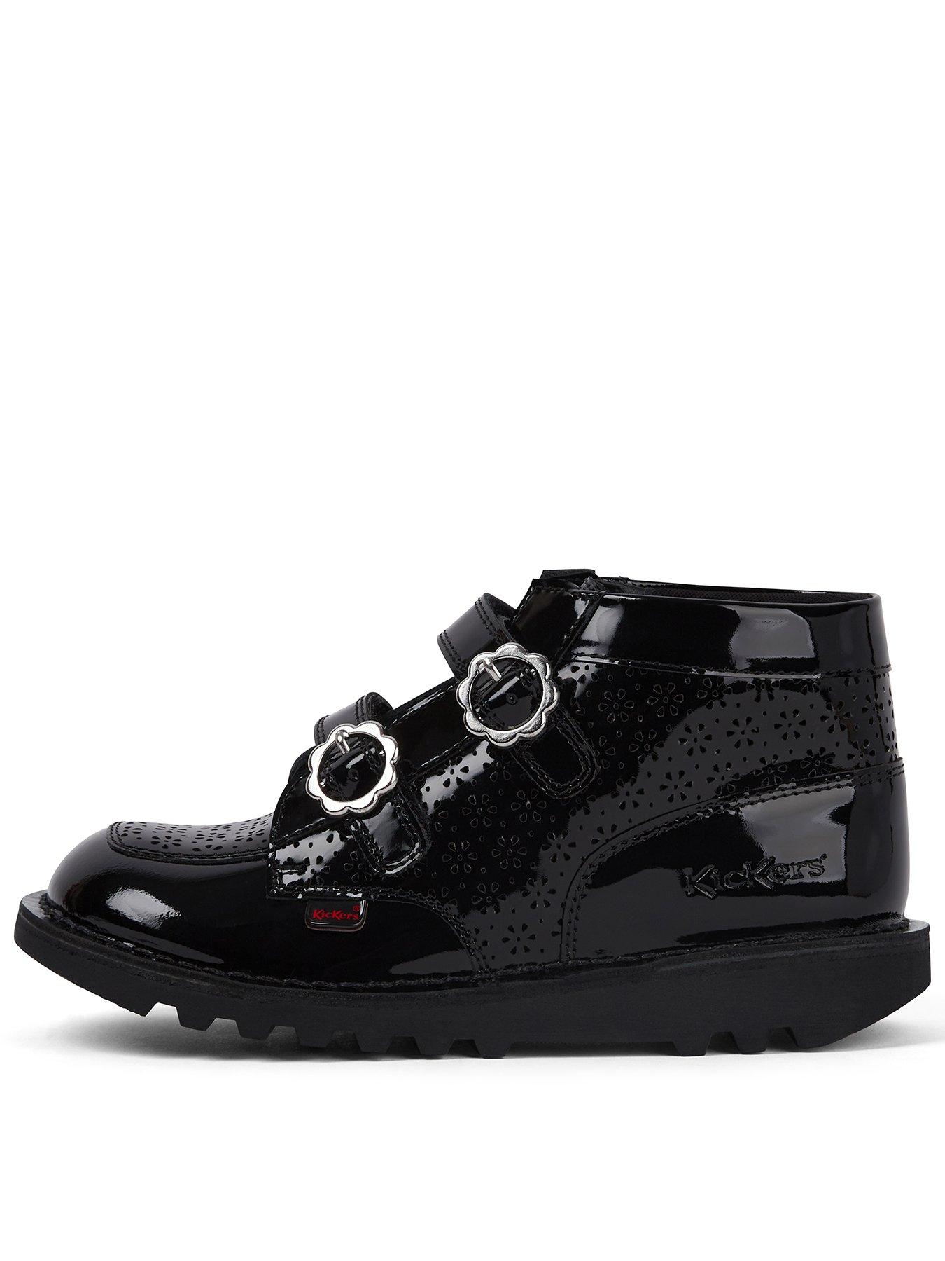 Kickers Junior Kick Hi Meadow Patent Leather Boots - Black