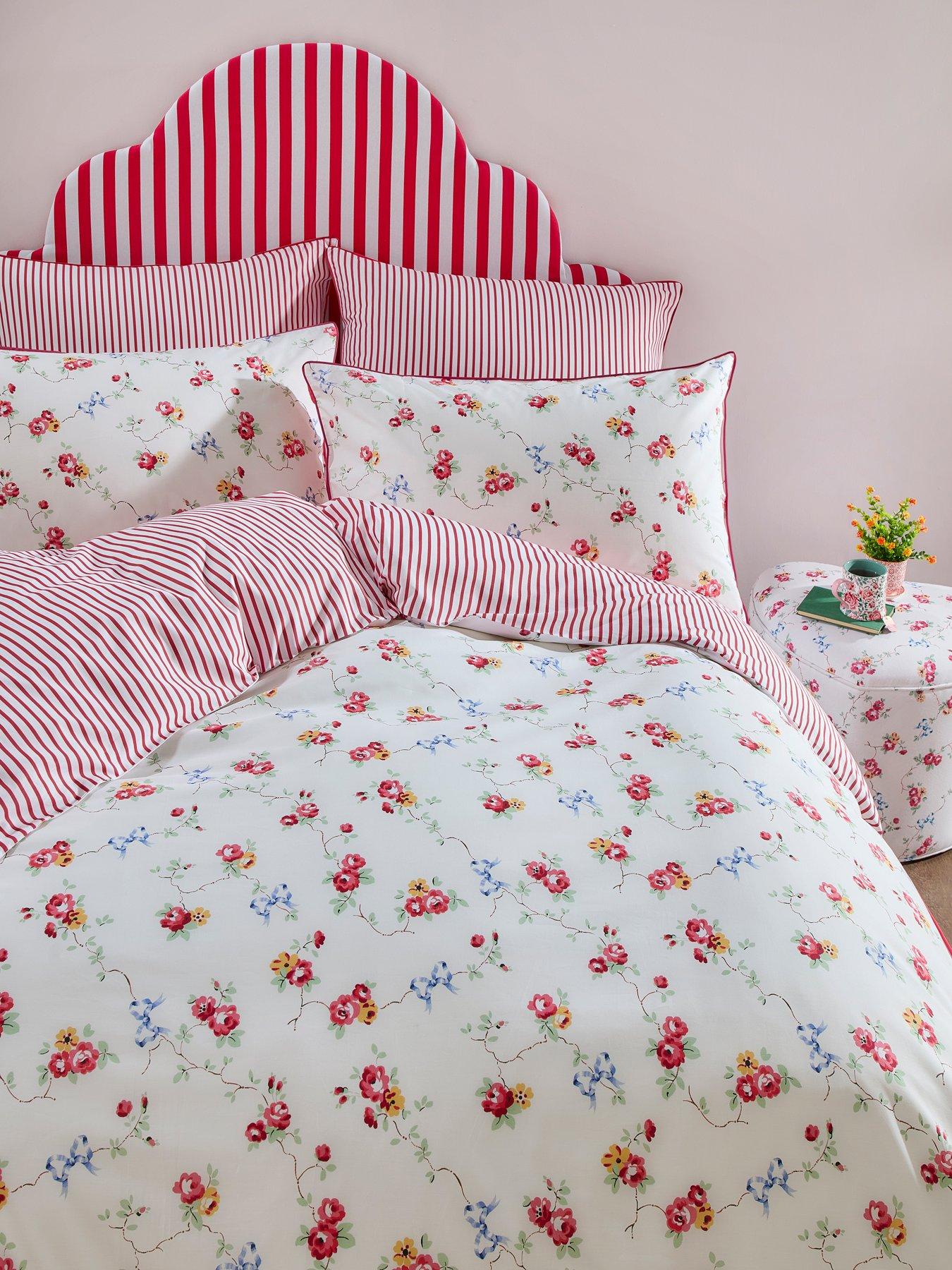 undefined Rose and Bows 100% Cotton Percale Duvet Cover Set