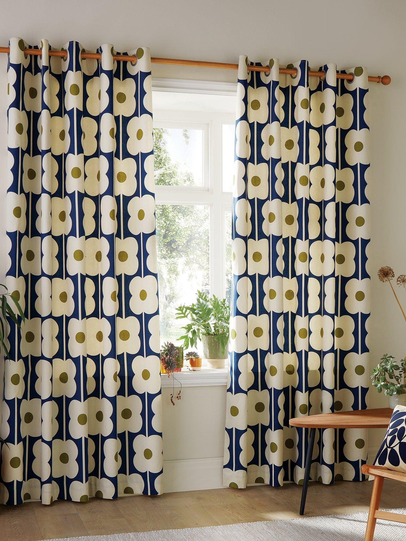  image of orla-kiely-abacus-flower-lined-eyelet-curtains