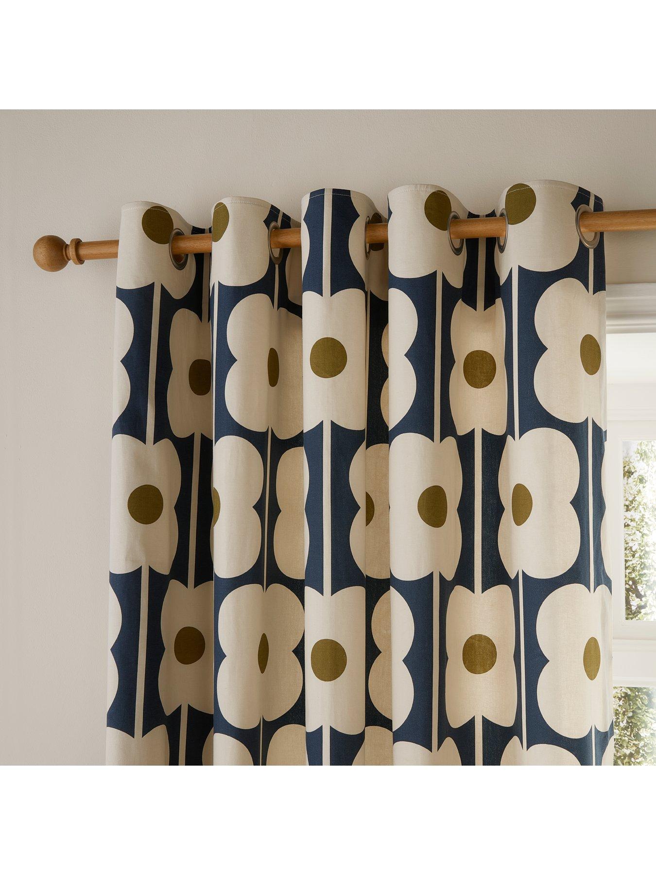  image of orla-kiely-abacus-flower-lined-eyelet-curtains