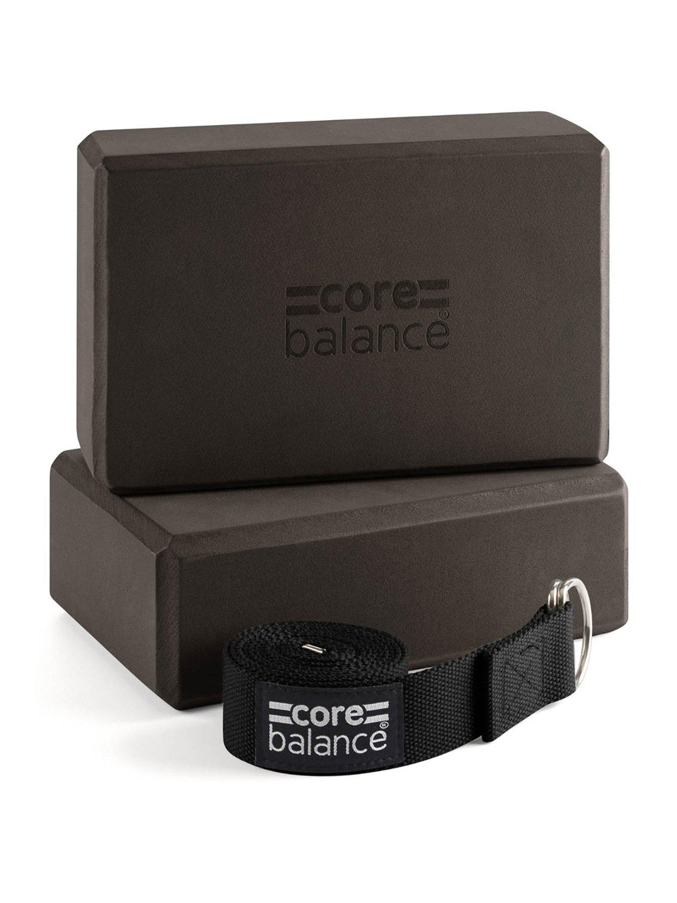 image of core-balance-black-foam-yoga-block-set-2-x-blocks-strap