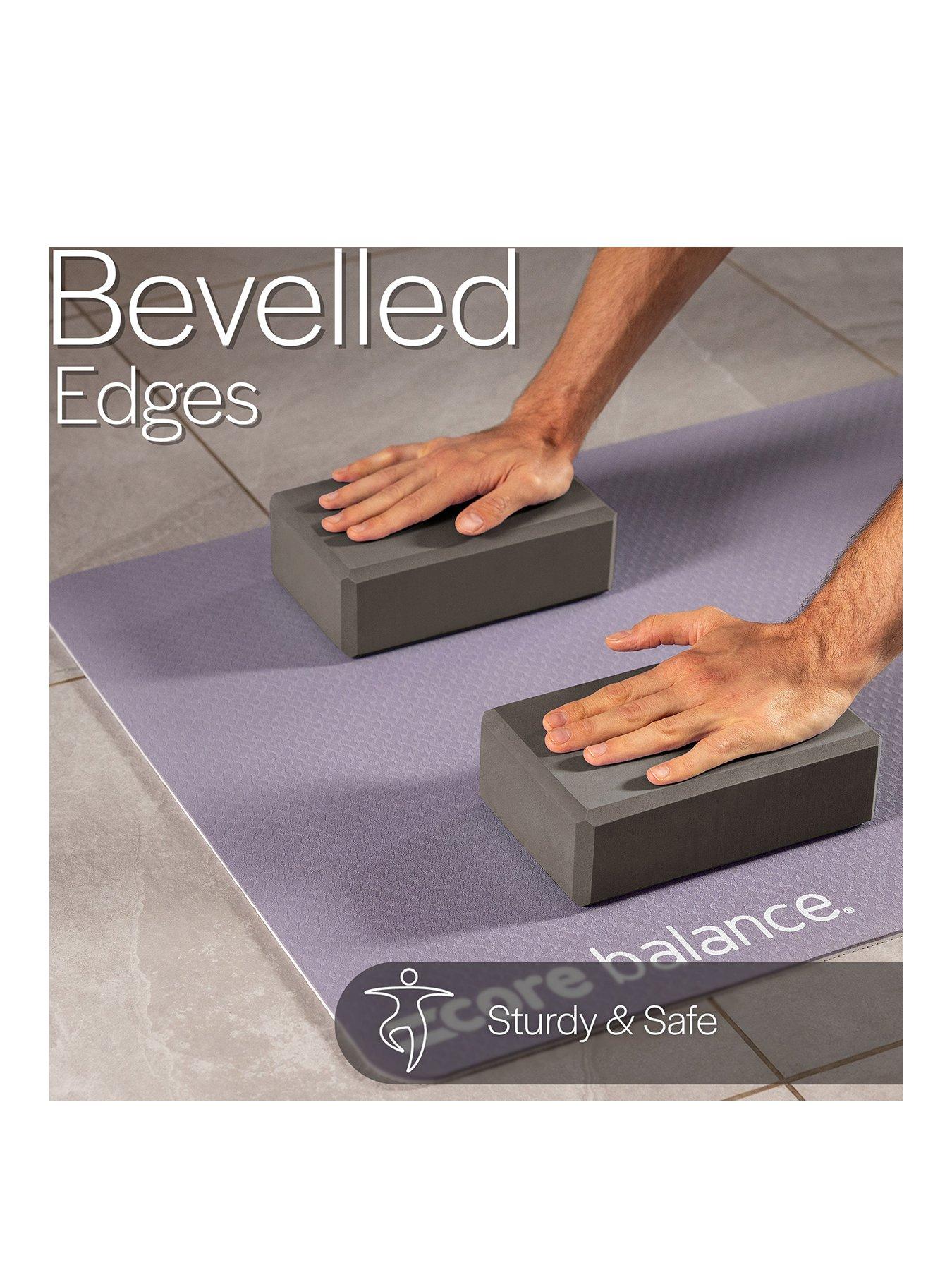 image of core-balance-black-foam-yoga-block-set-2-x-blocks-strap