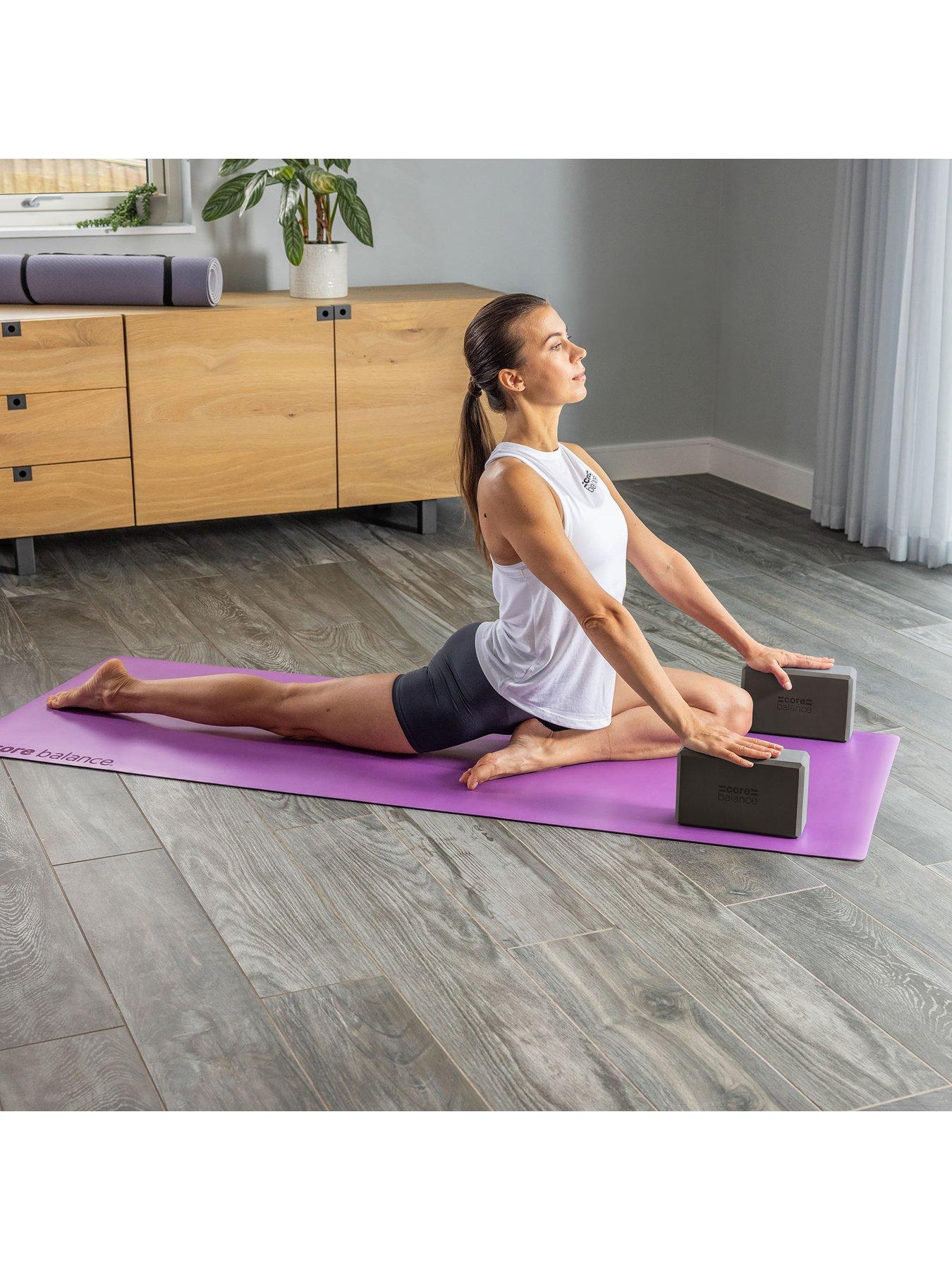  image of core-balance-black-foam-yoga-block-set-2-x-blocks-strap