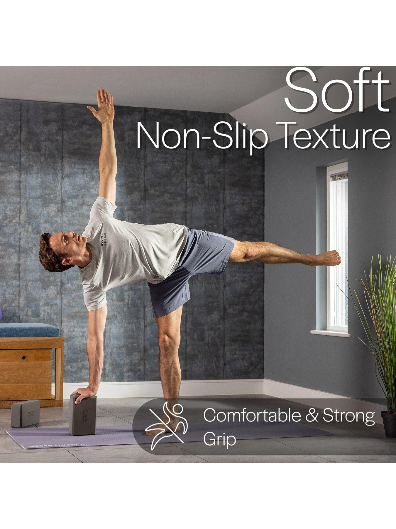  image of core-balance-black-foam-yoga-block-set-2-x-blocks-strap