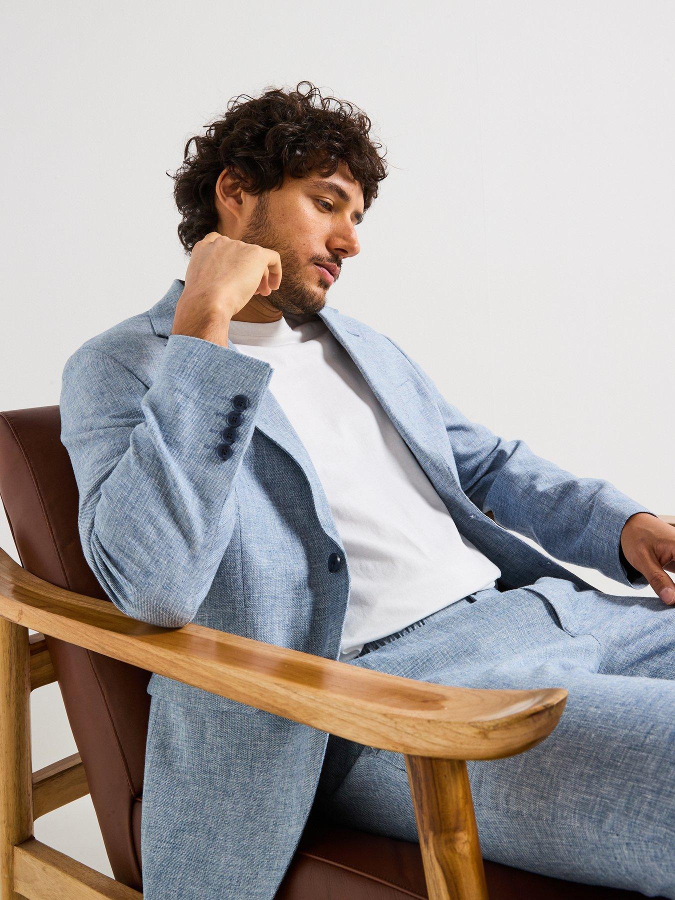  image of selected-homme-regular-fit-malik-blazer-light-blue