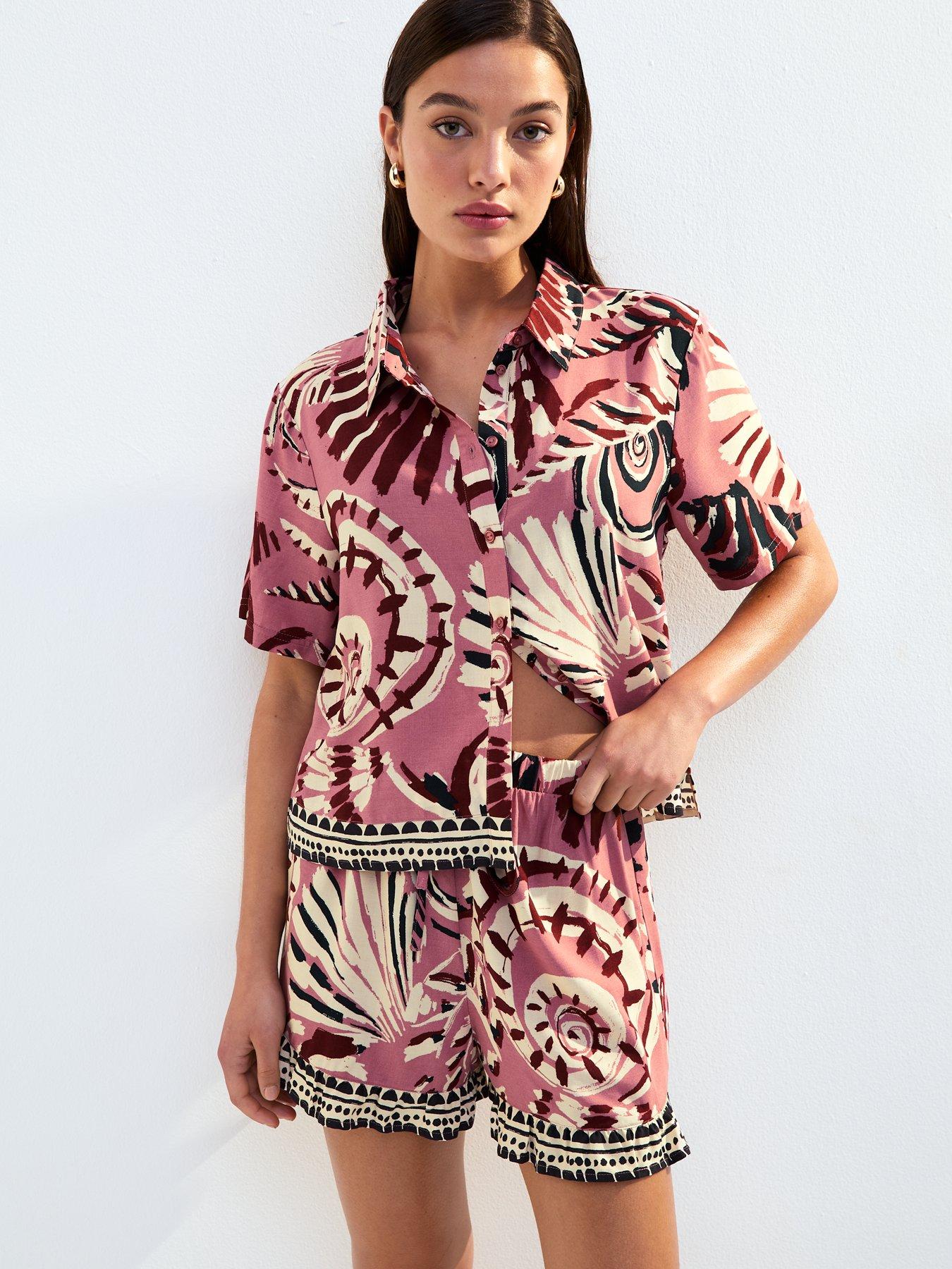 undefined Pink Shell Print Shirt