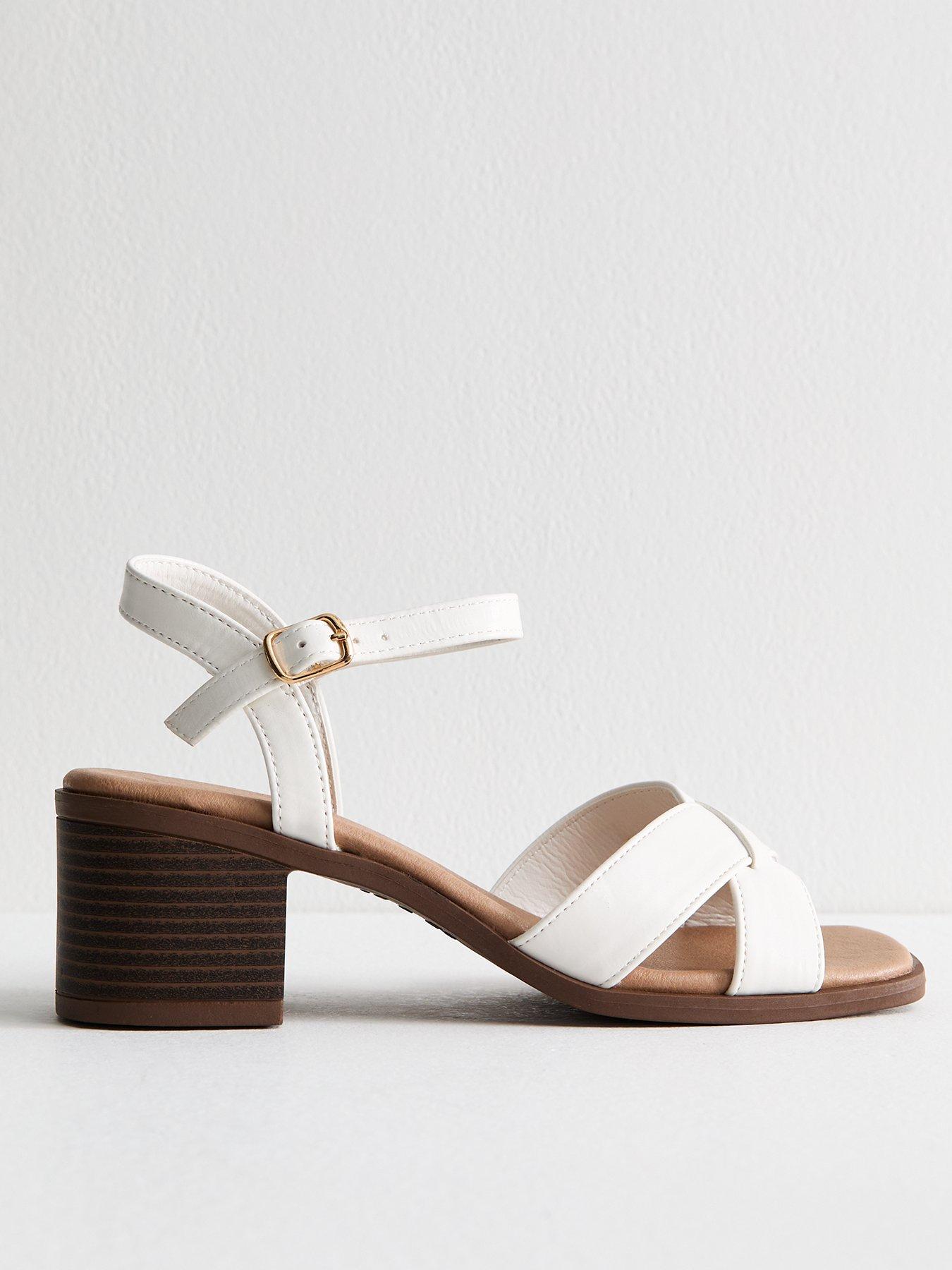 undefined White Faux Leather Crossover Strap Sandals