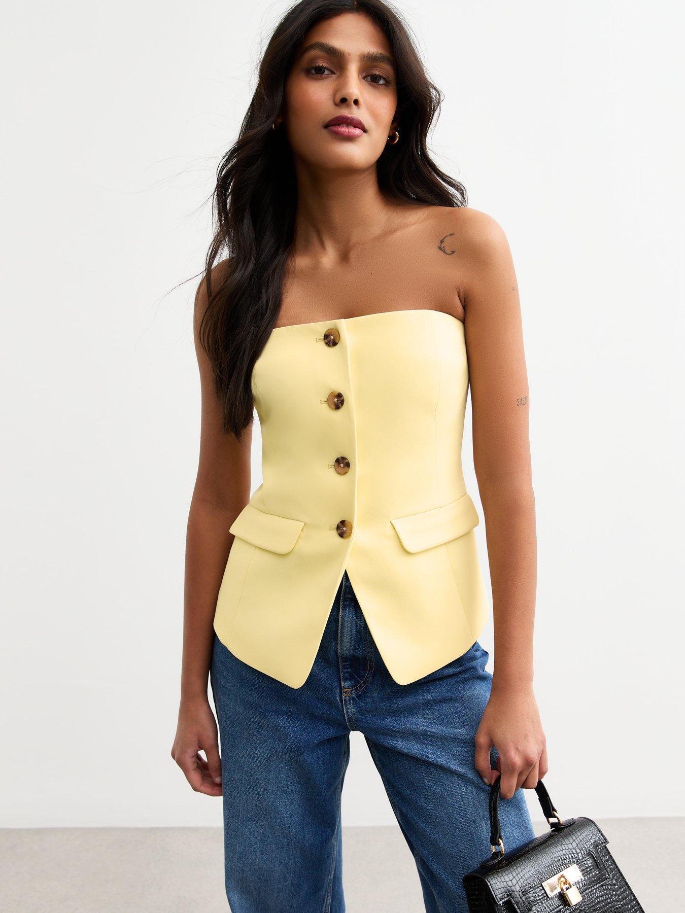 new-look-light-yellow-button-front-bandeau-waistcoat
