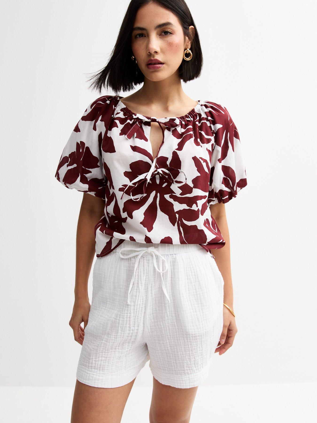 undefined Textured Drawstring Waist Shorts - White