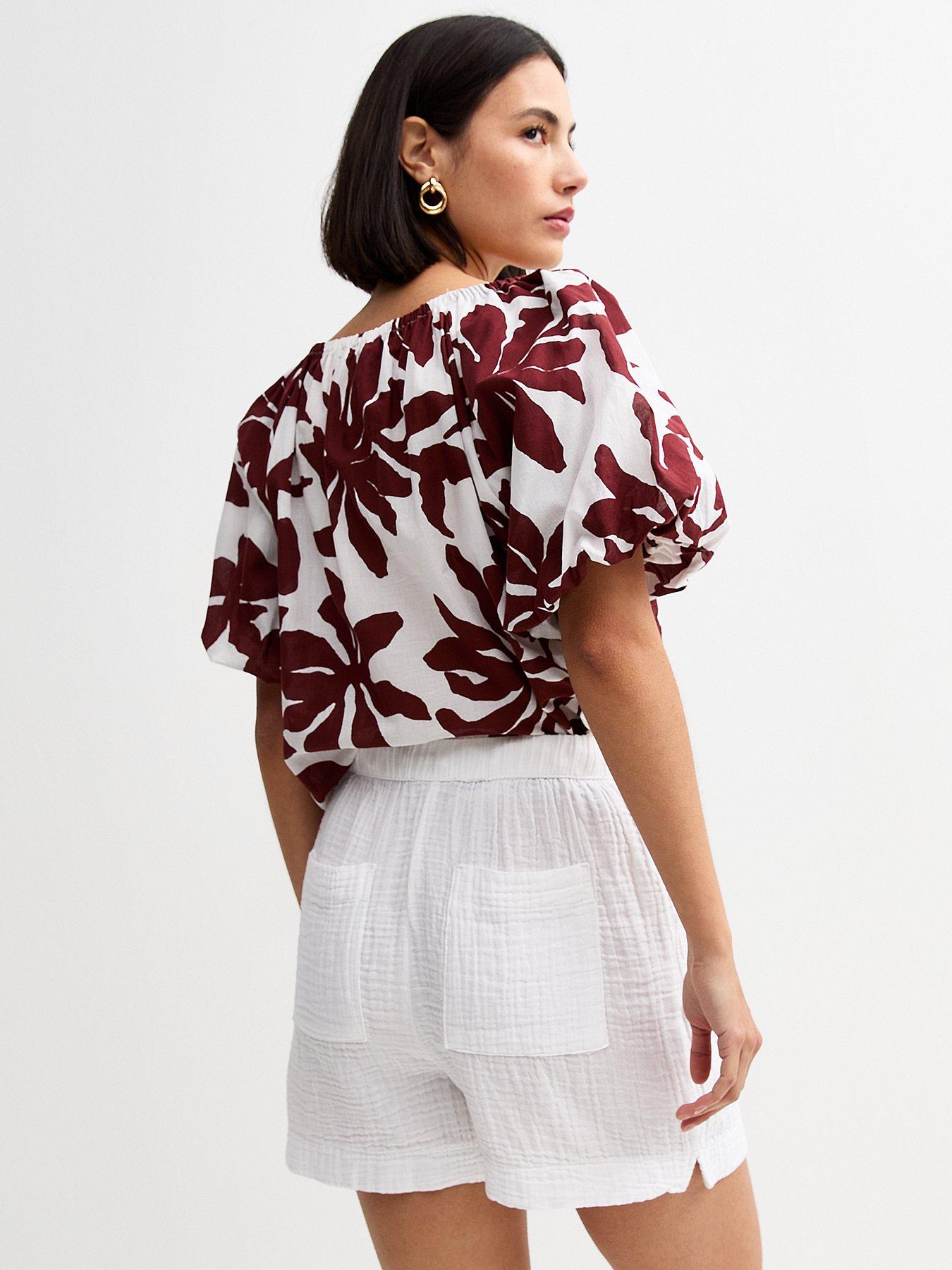  image of new-look-textured-drawstring-waist-shorts-white