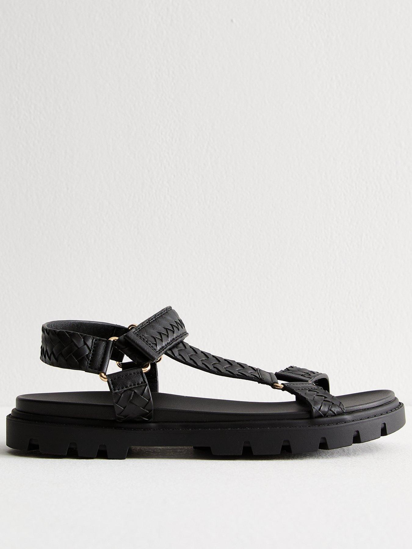undefined Black Woven Strap Sandals