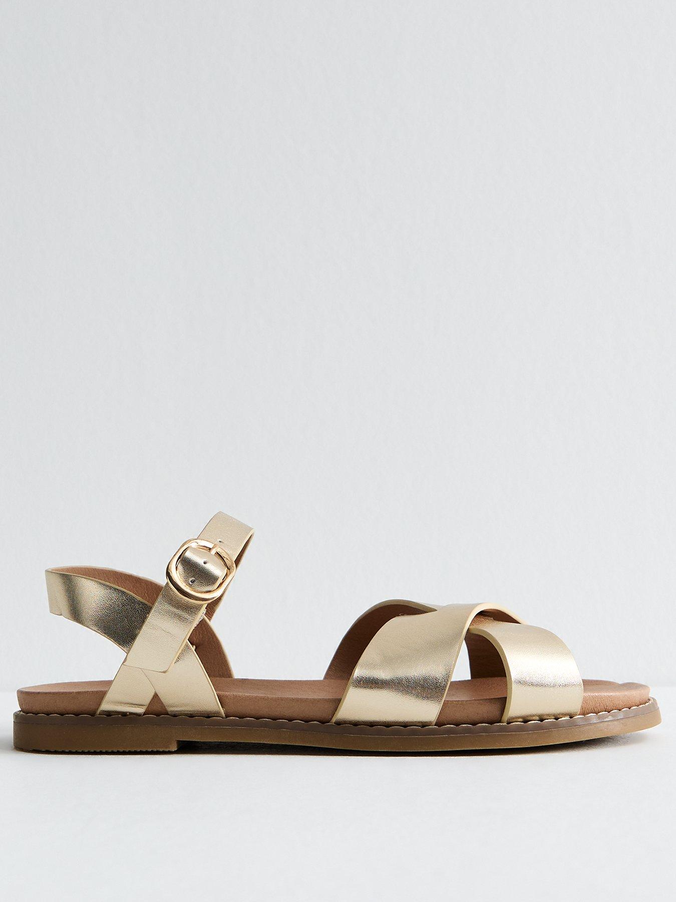 front image of new-look-wide-fit-metallic-faux-leather-crossover-strap-sandals-gold