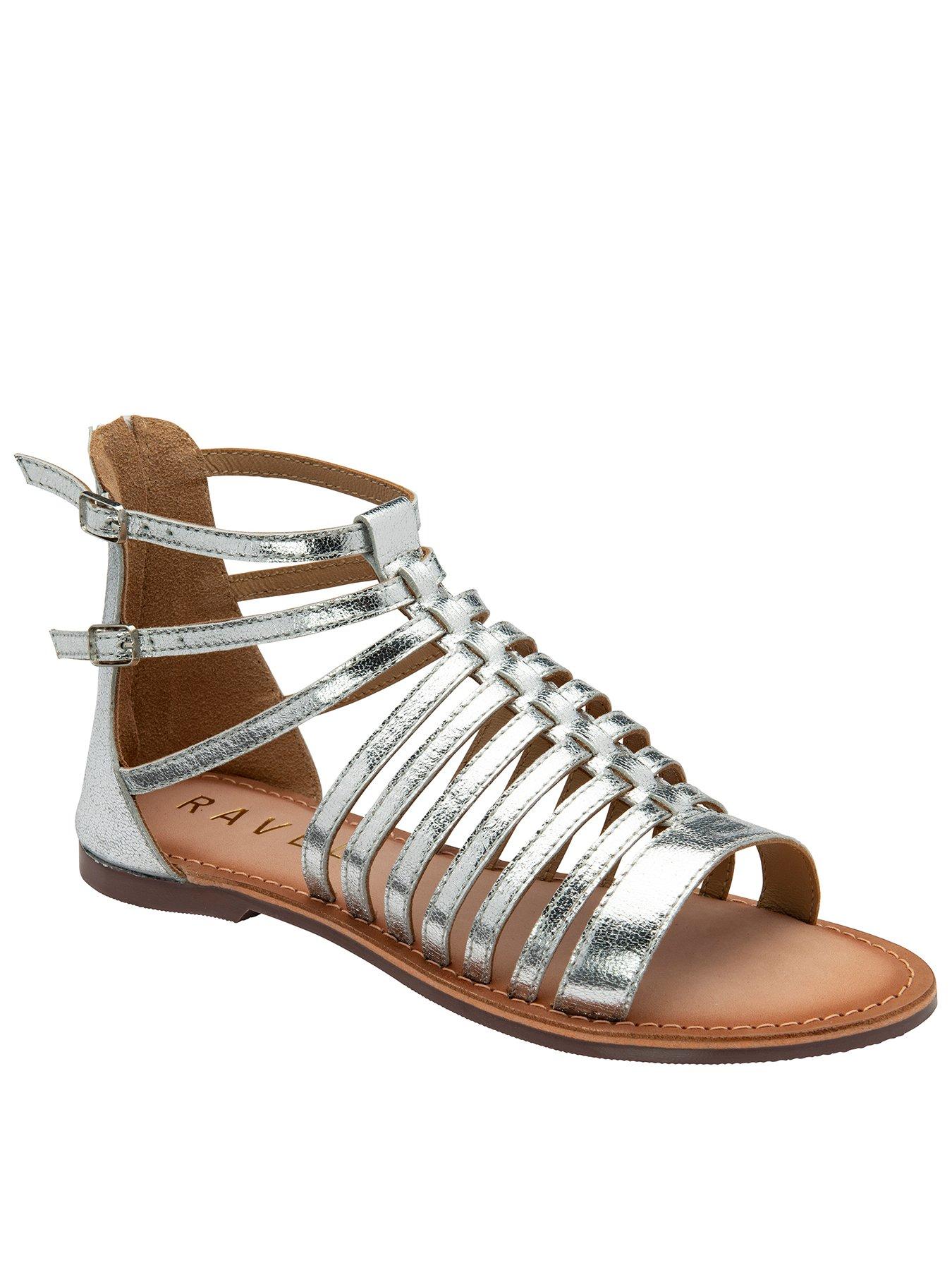 front image of ravel-etton-flat-sandals-silver-foil