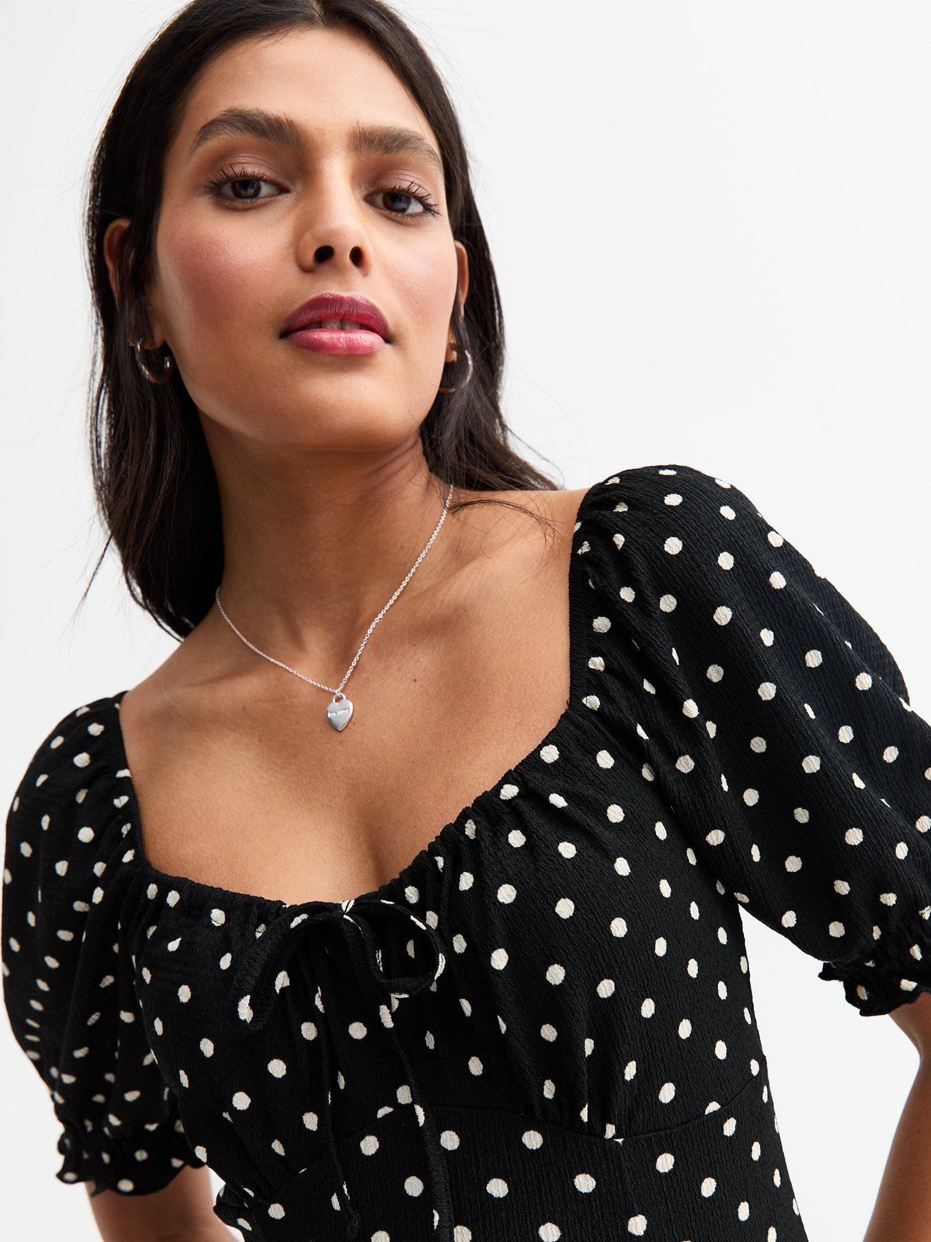  image of new-look-black-crinkled-patterned-midi-dress