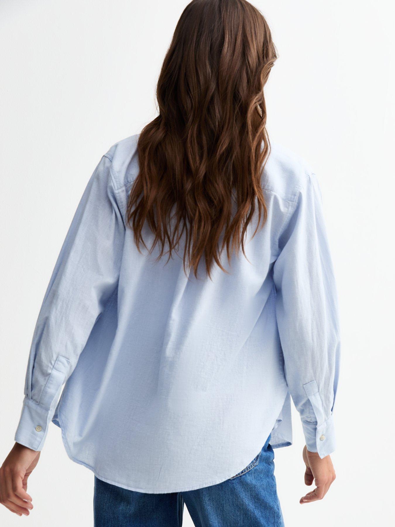 stillFront image of new-look-blue-long-sleeve-chambray-shirt