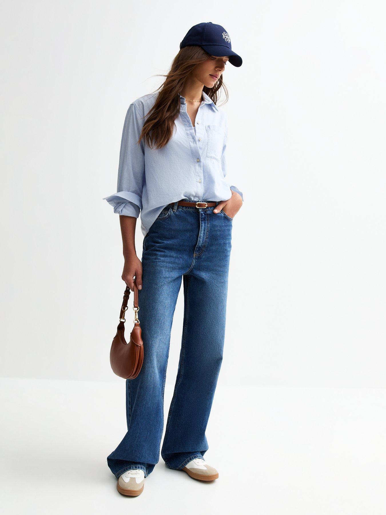  image of new-look-blue-long-sleeve-chambray-shirt