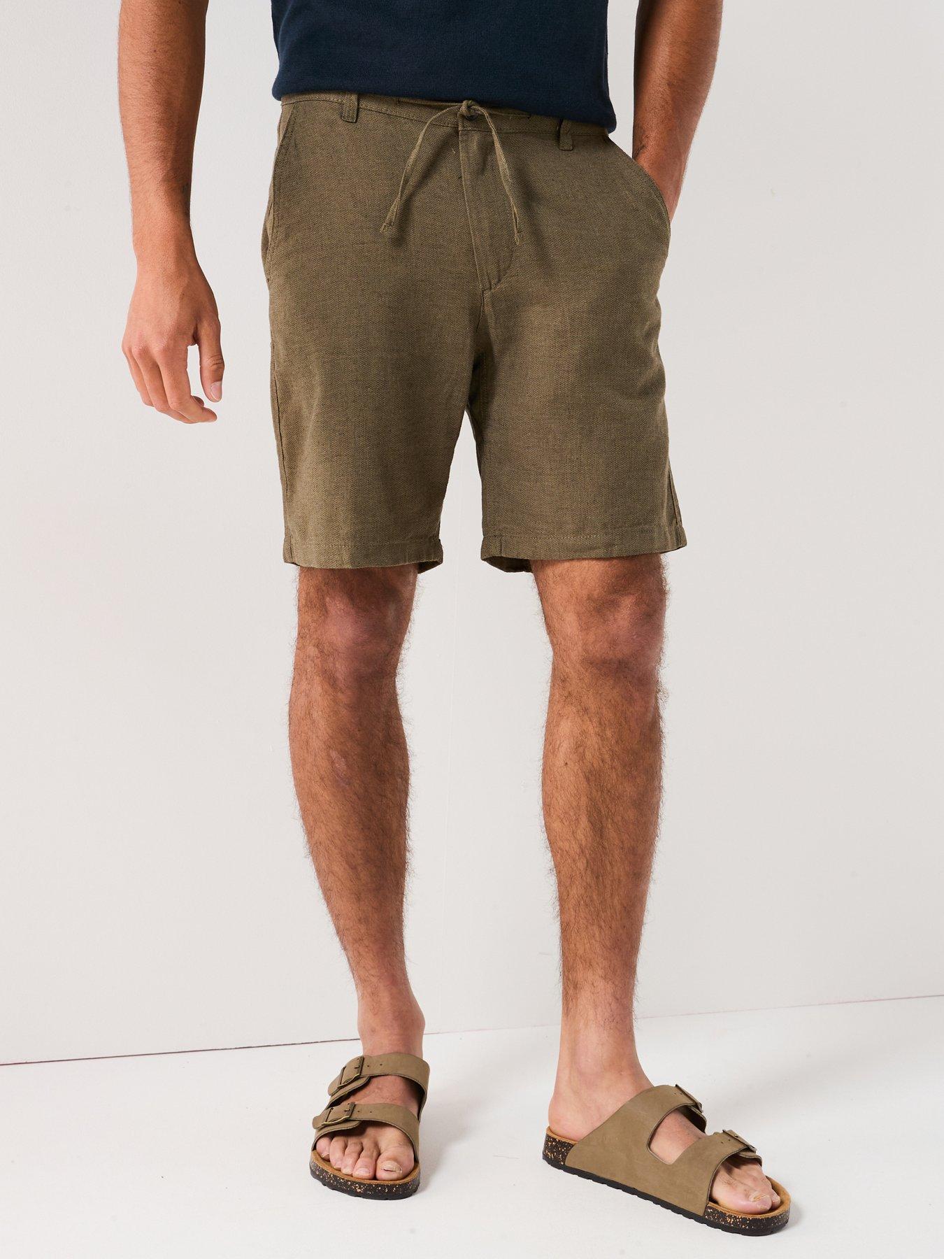  image of selected-homme-regular-fit-brody-linen-shorts-khaki