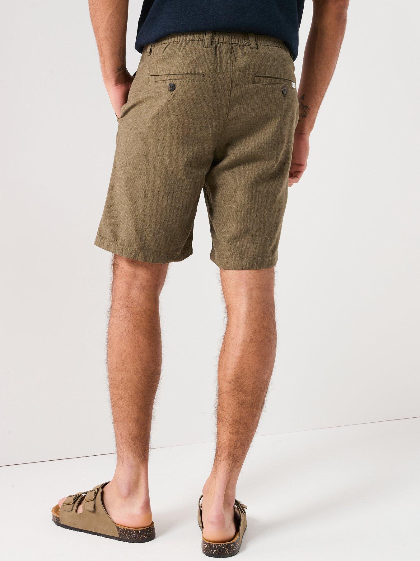  image of selected-homme-regular-fit-brody-linen-shorts-khaki