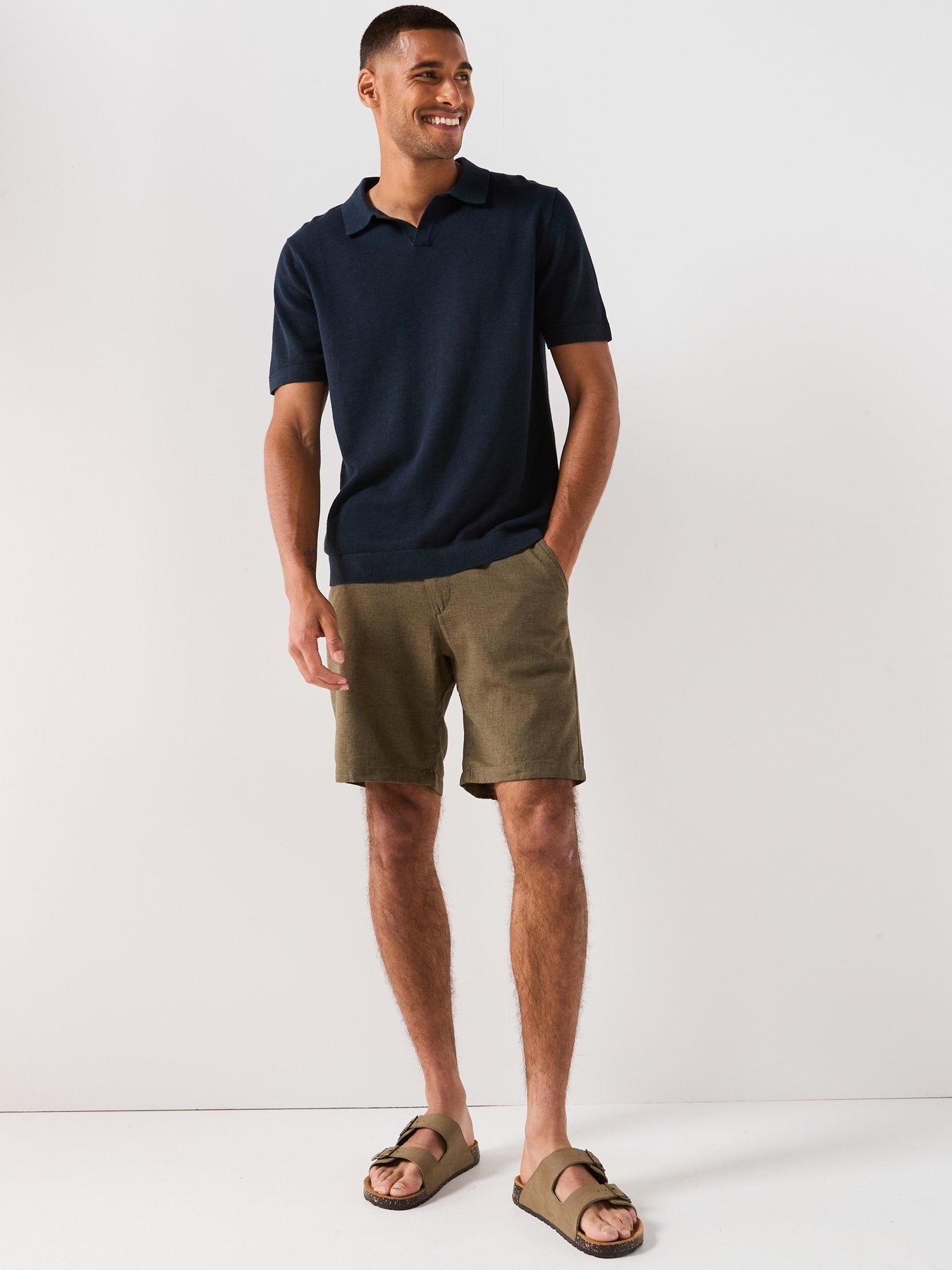  image of selected-homme-regular-fit-brody-linen-shorts-khaki