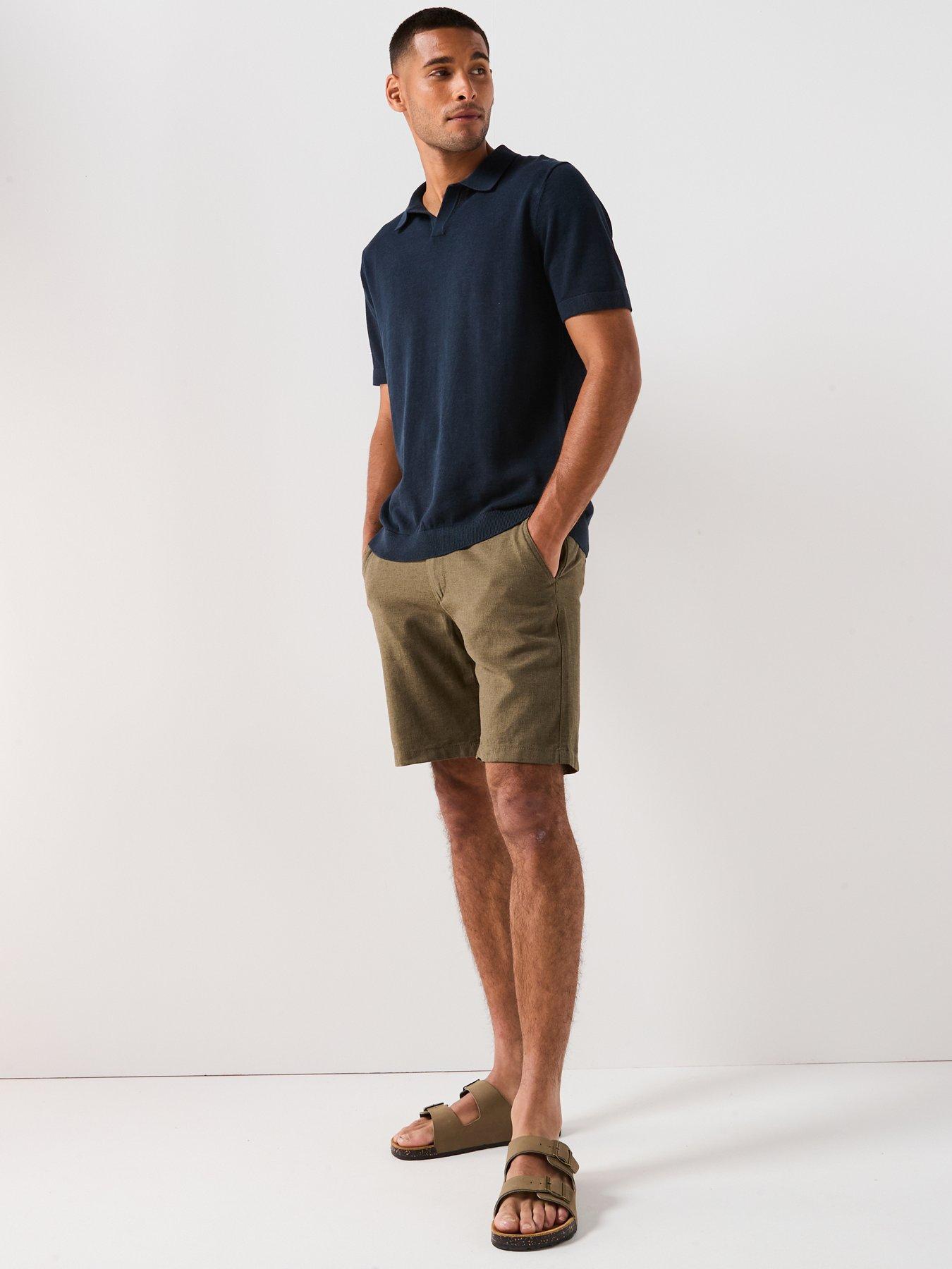  image of selected-homme-regular-fit-brody-linen-shorts-khaki