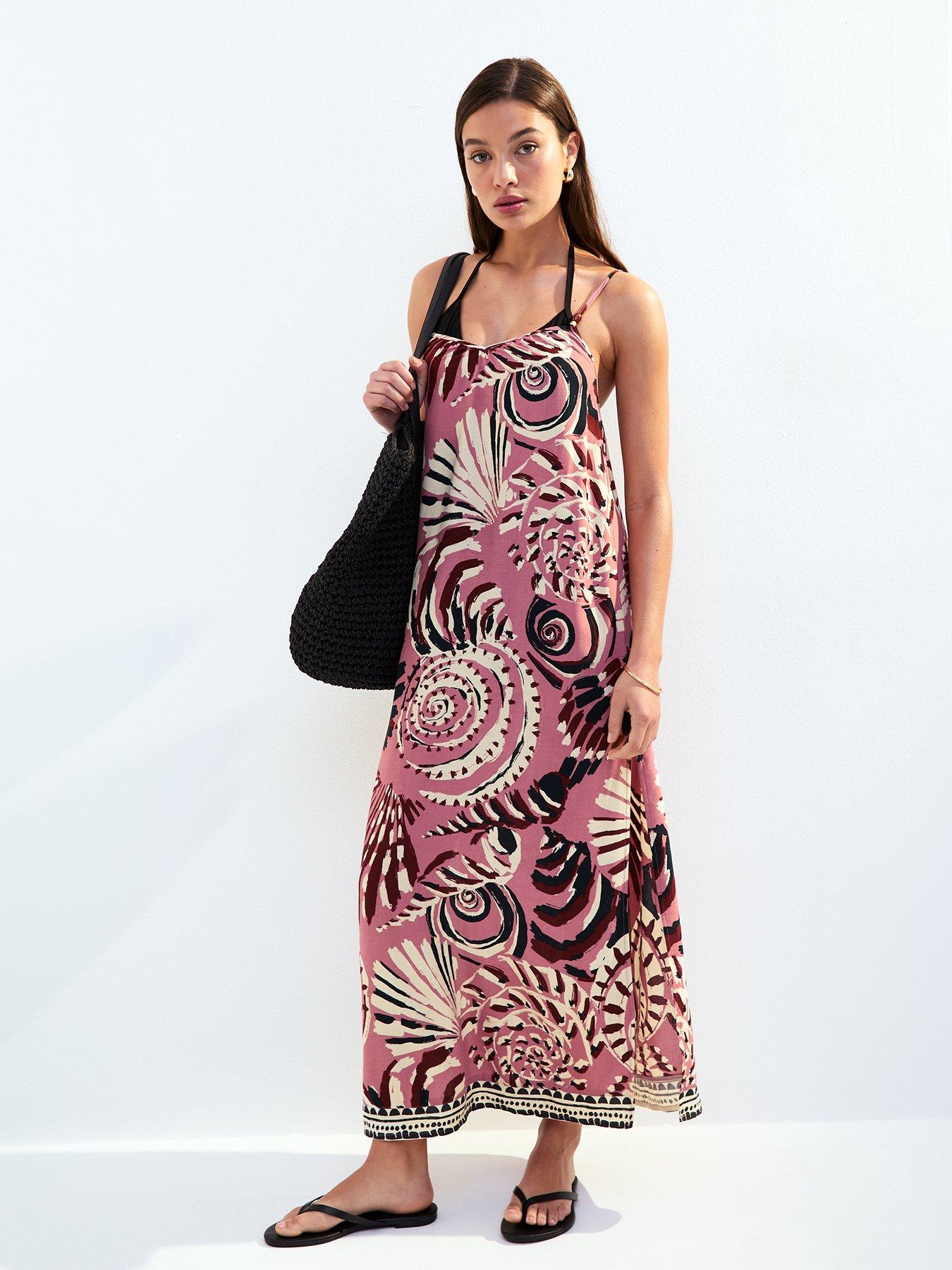 undefined Pink Shell Print Maxi Dress