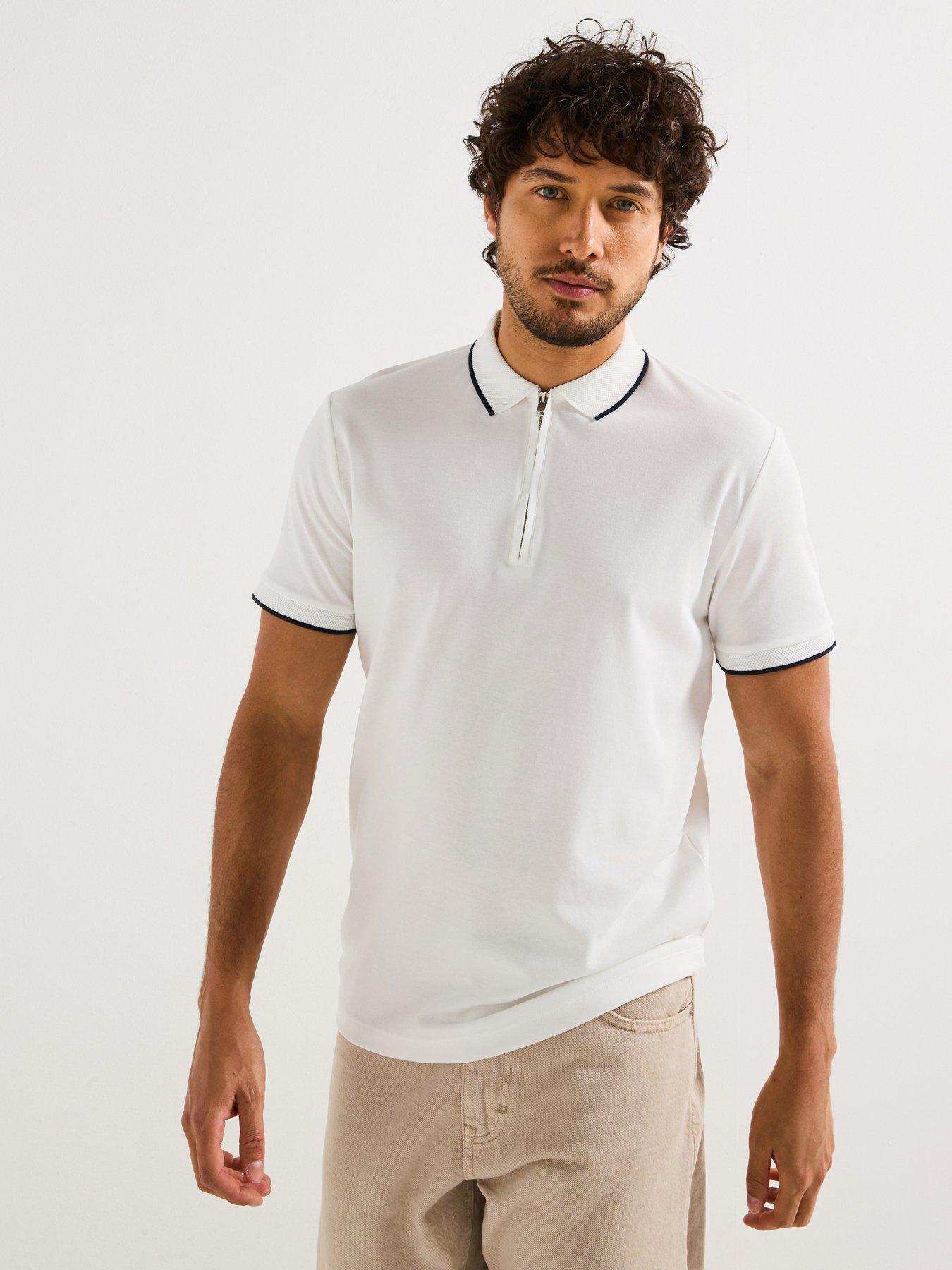 selected-homme-fave-sport-zip-short-sleeve-polo-shirt-white