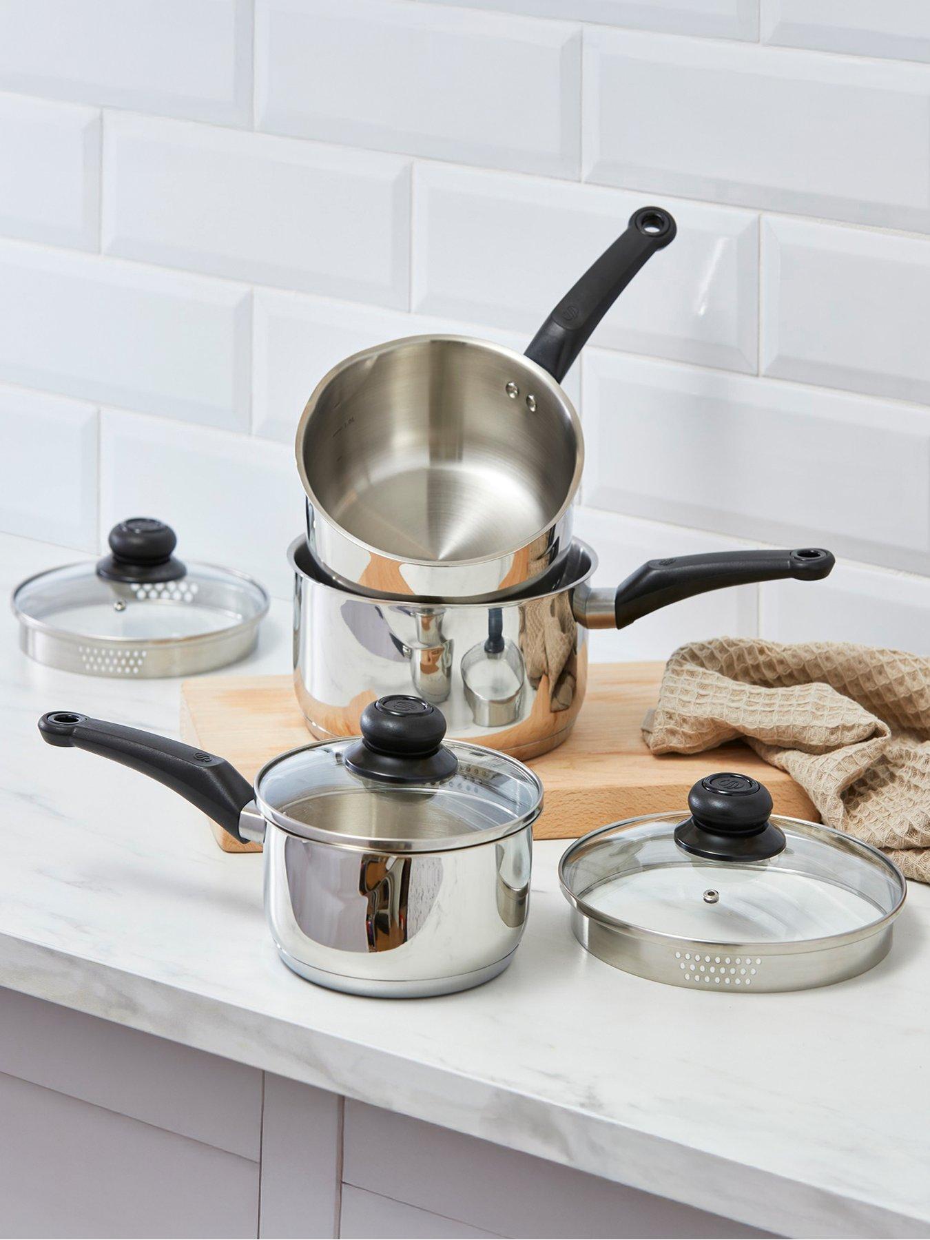 Swan Townhouse 3-Piece Stainless Steel Saucepan Set