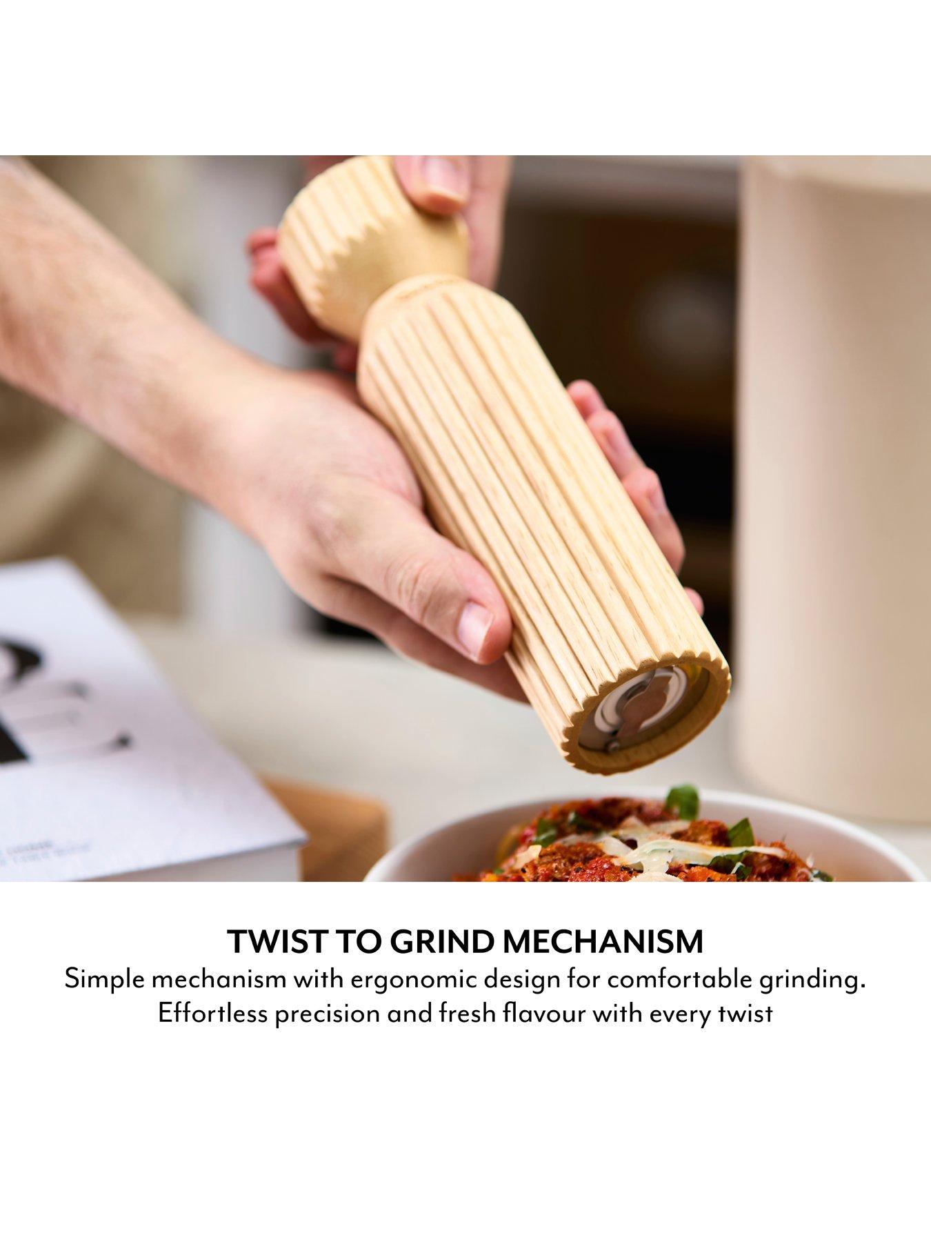 Image 4 of 7 of Sur La Table Fluted Hevea Wood Salt/Pepper Mill