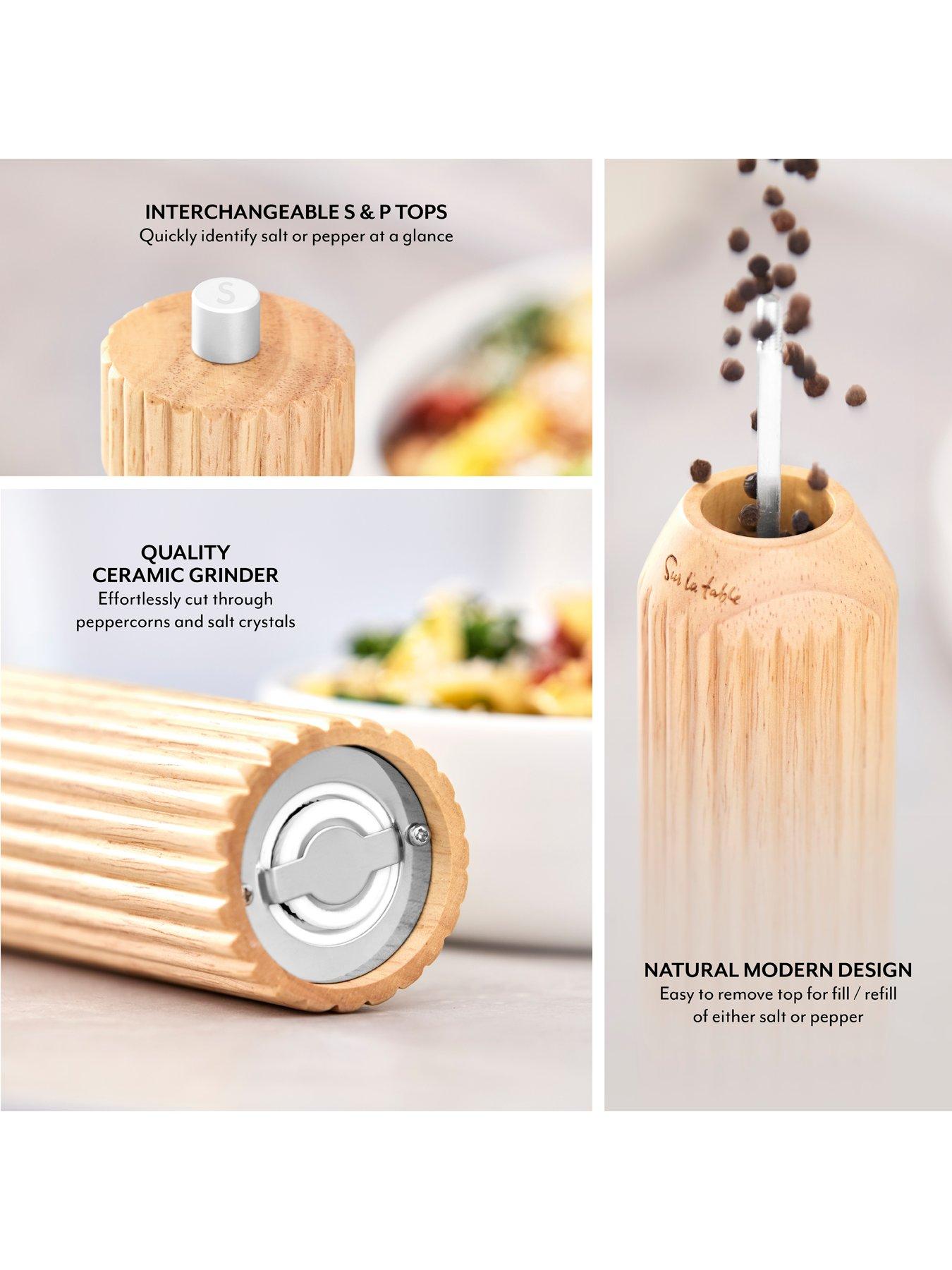 Image 5 of 7 of Sur La Table Fluted Hevea Wood Salt/Pepper Mill