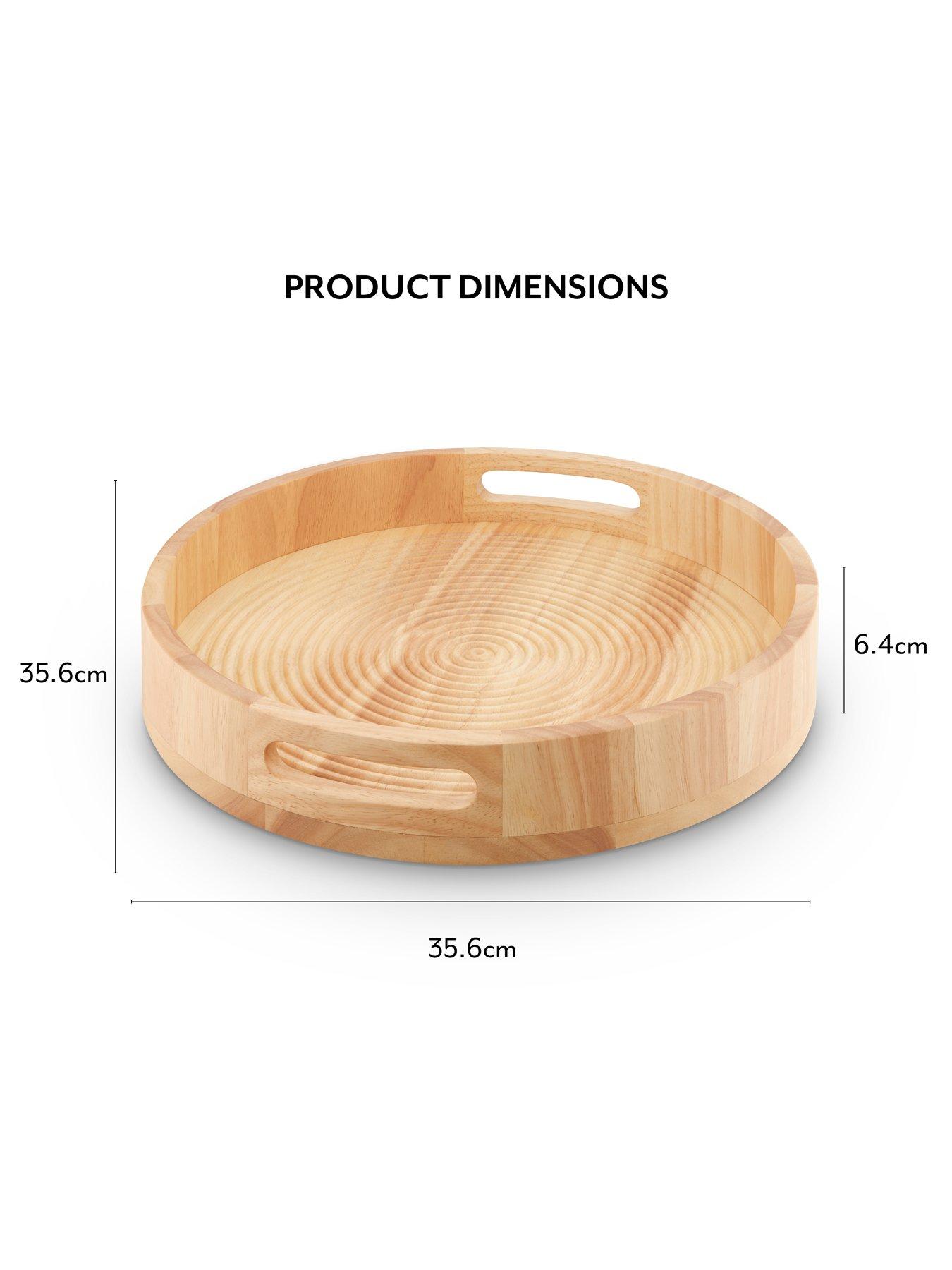 Image 7 of 7 of Sur La Table Round Serving Tray with Handles- Hevea Wood