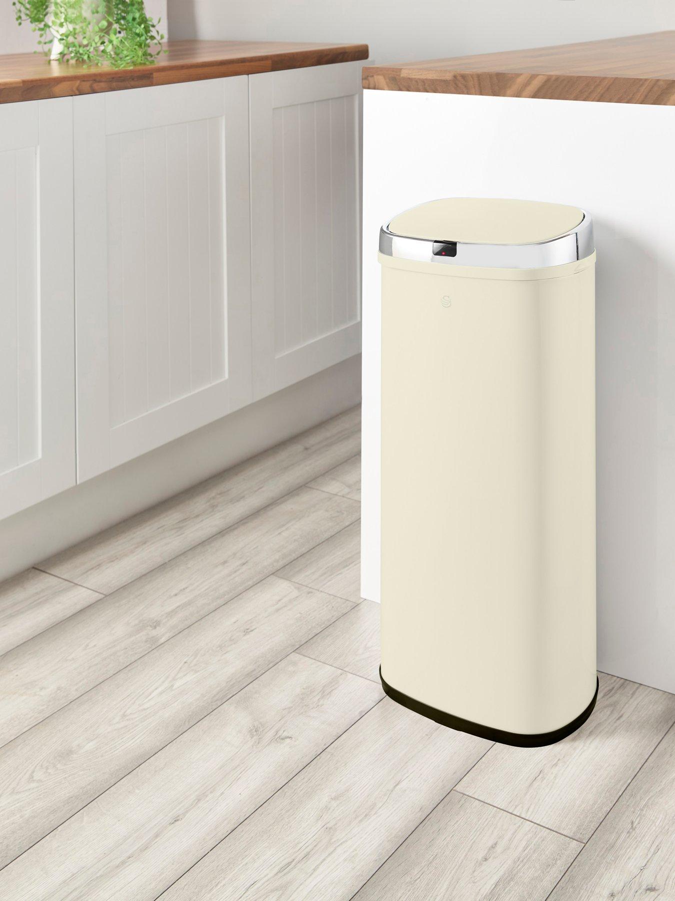 Swan Townhouse 50-Litre Square Sensor Bin in Cream