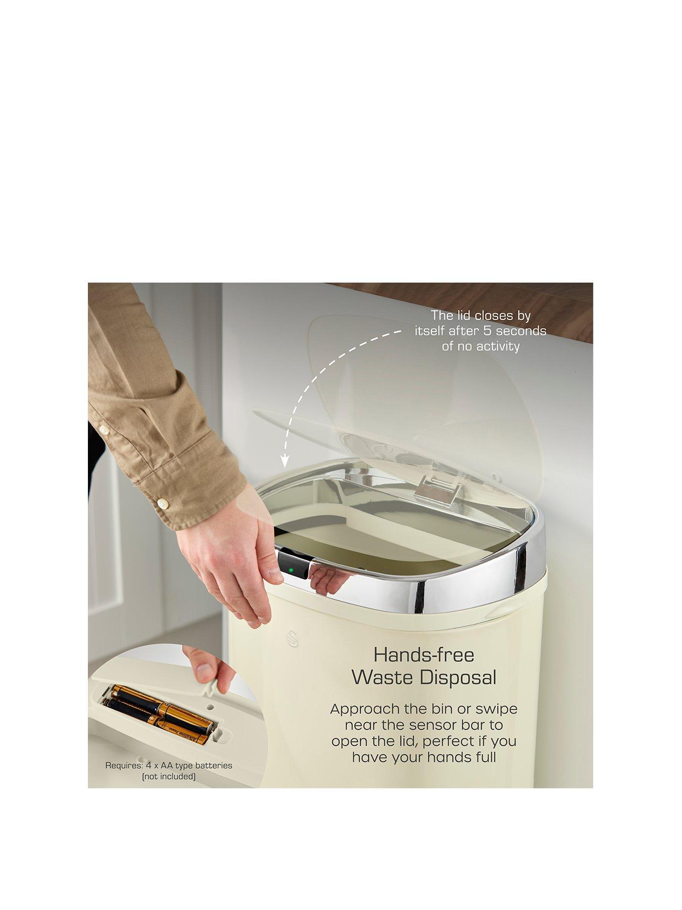  image of swan-townhouse-50-litre-square-sensor-bin-in-cream
