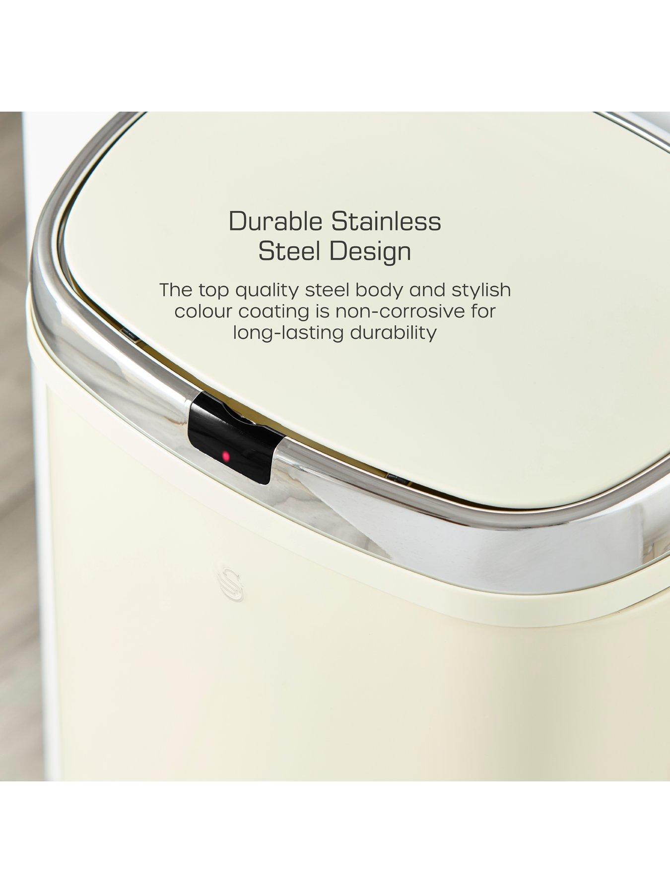  image of swan-townhouse-50-litre-square-sensor-bin-in-cream