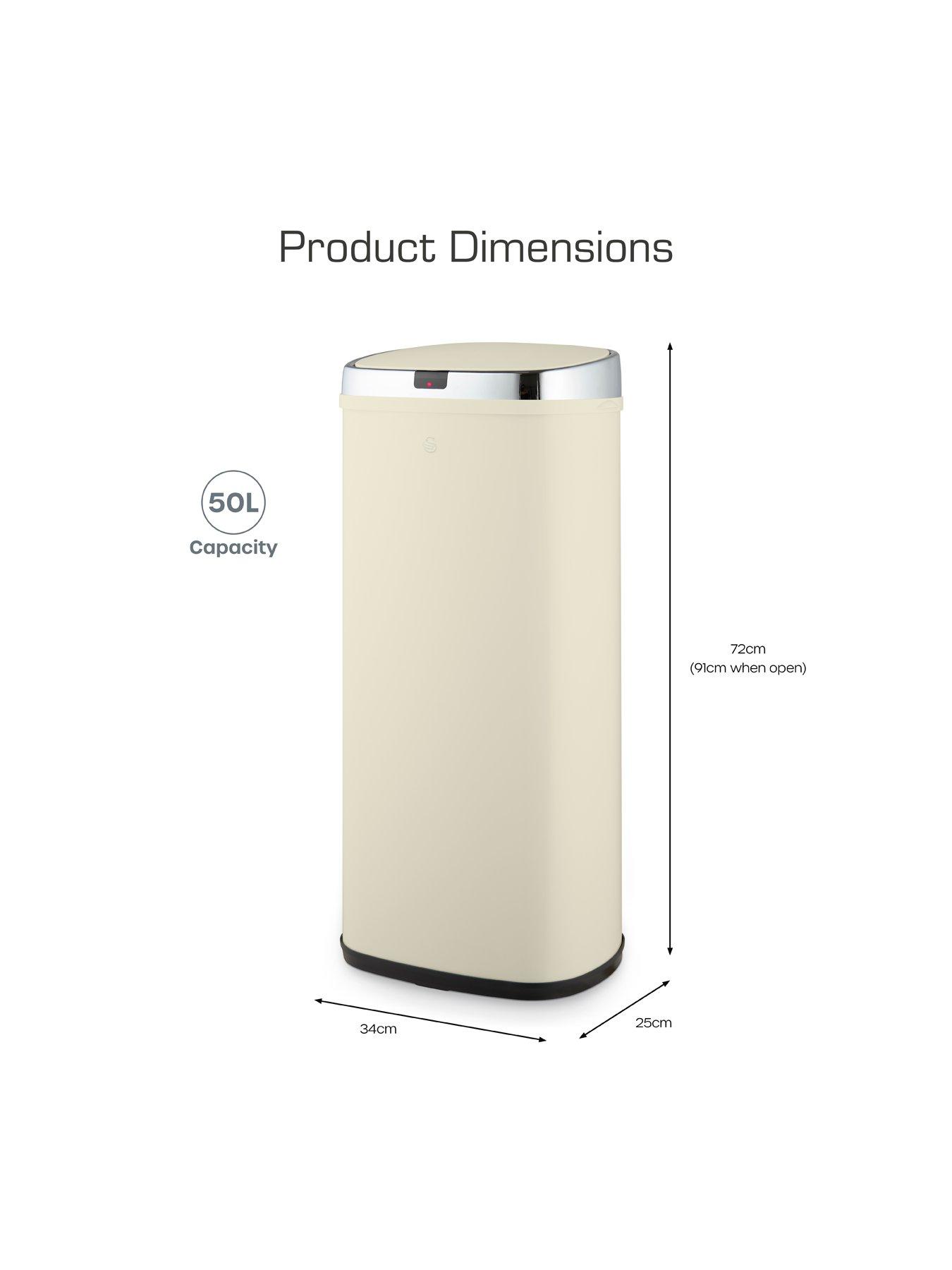  image of swan-townhouse-50-litre-square-sensor-bin-in-cream
