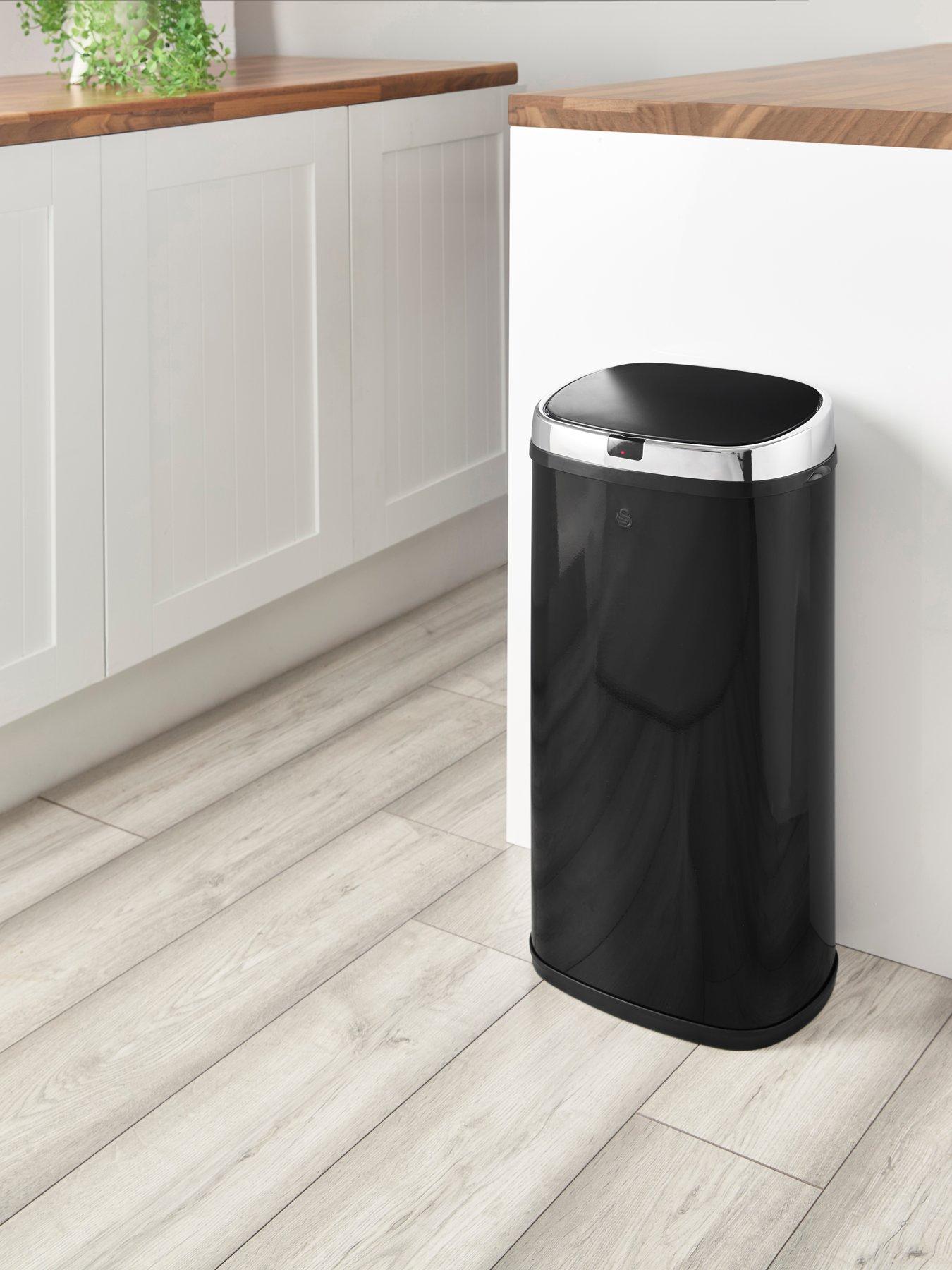 Swan Townhouse 42-Litre Square Sensor Bin in Black