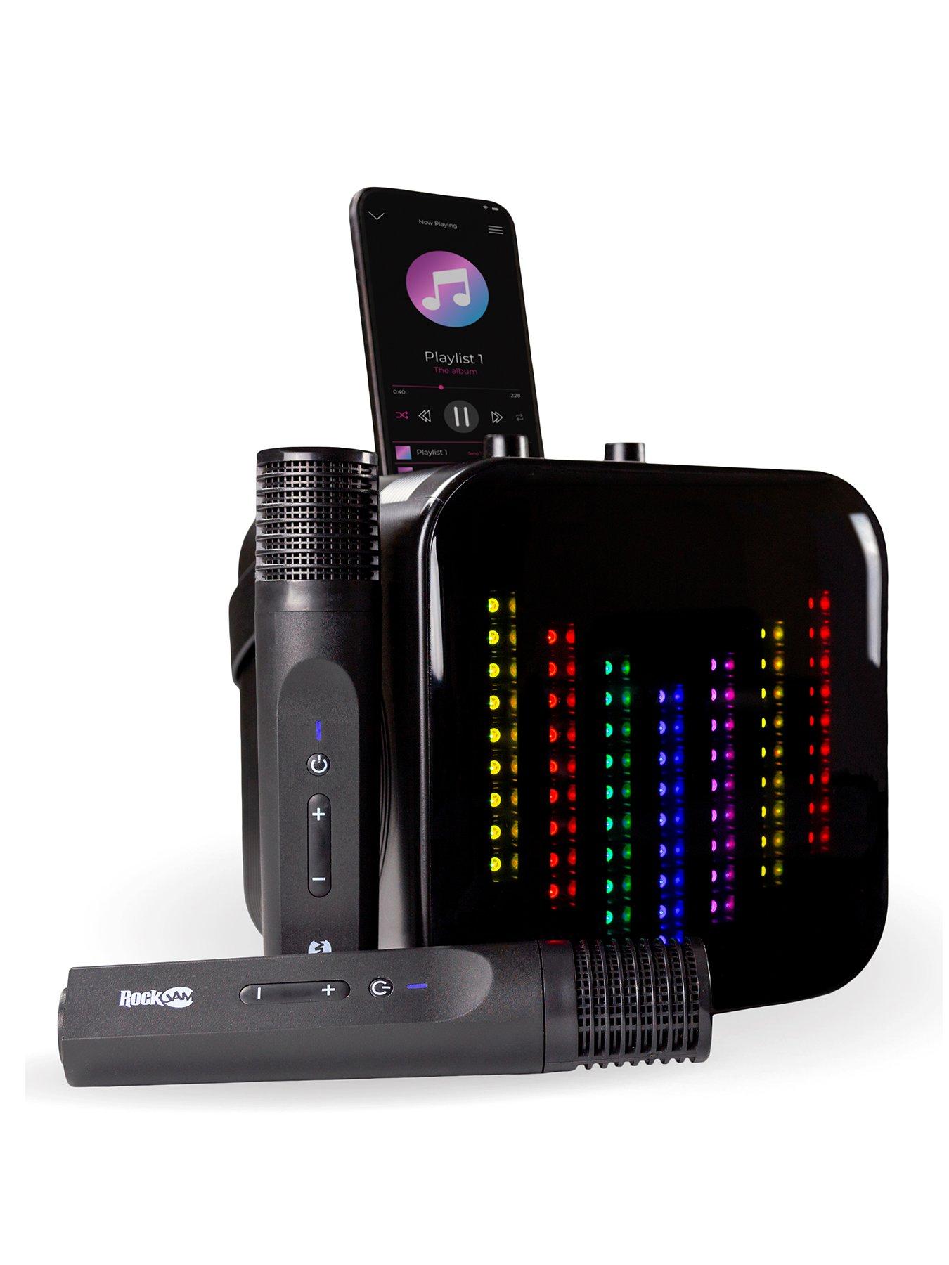 rockjam-rechargeable-bluetooth-pixel-karaoke-machine-with-2-wireless-microphones