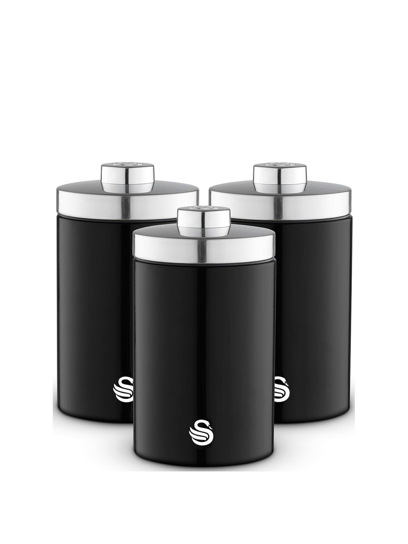  image of swan-nbsptownhouse-set-of-3-storage-canisters-black