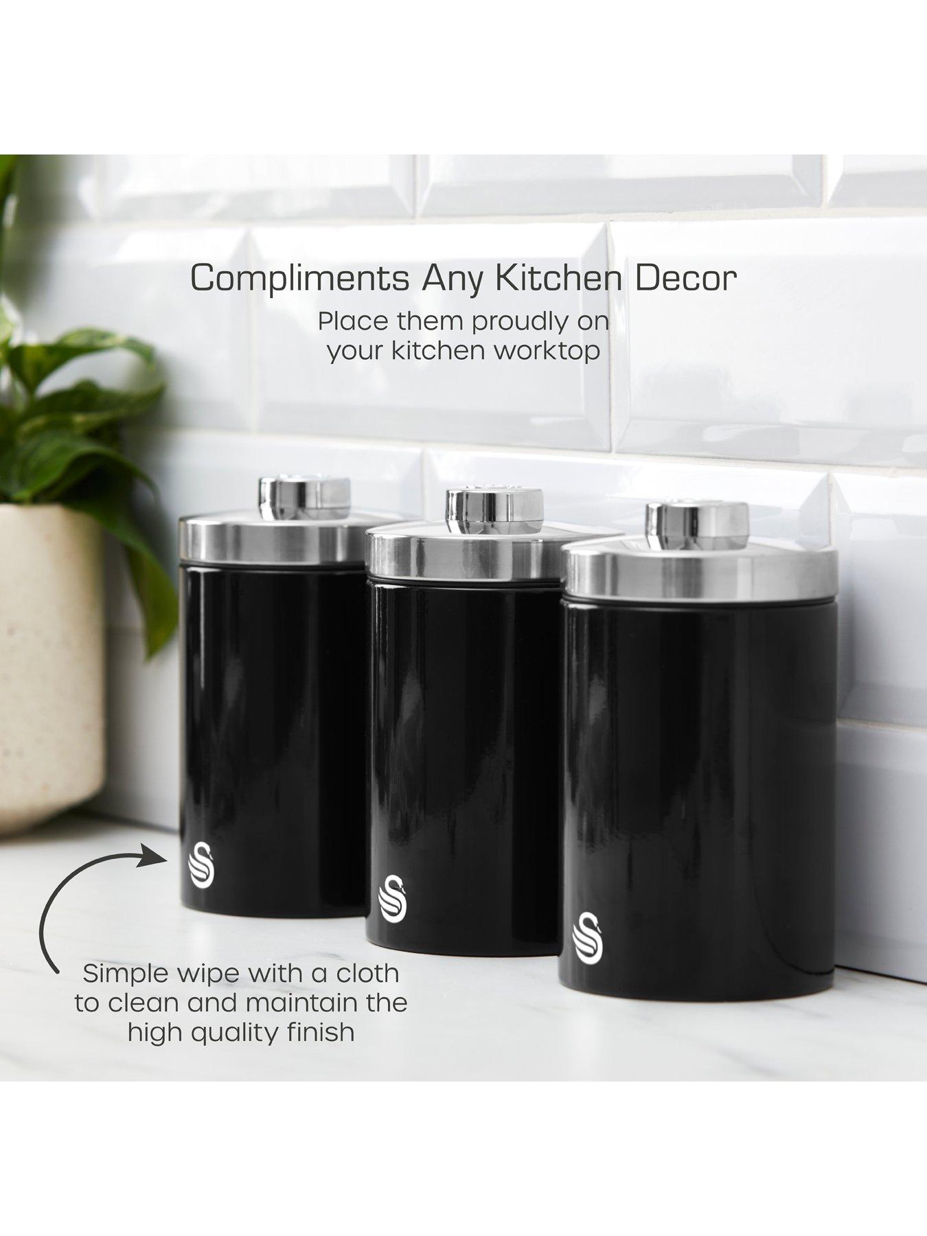  image of swan-nbsptownhouse-set-of-3-storage-canisters-black