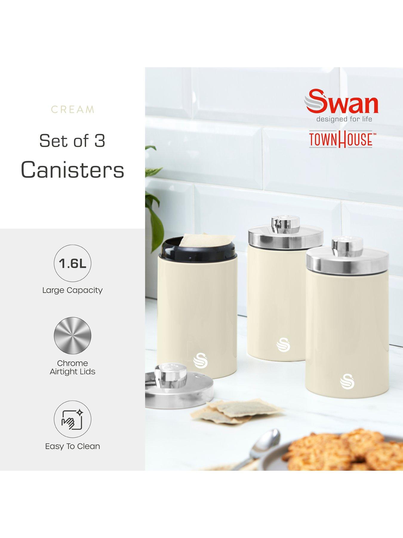 Image 2 of 6 of Swan Townhouse Set of 3 Storage Canisters for Coffee/Sugar/Tea- Cream