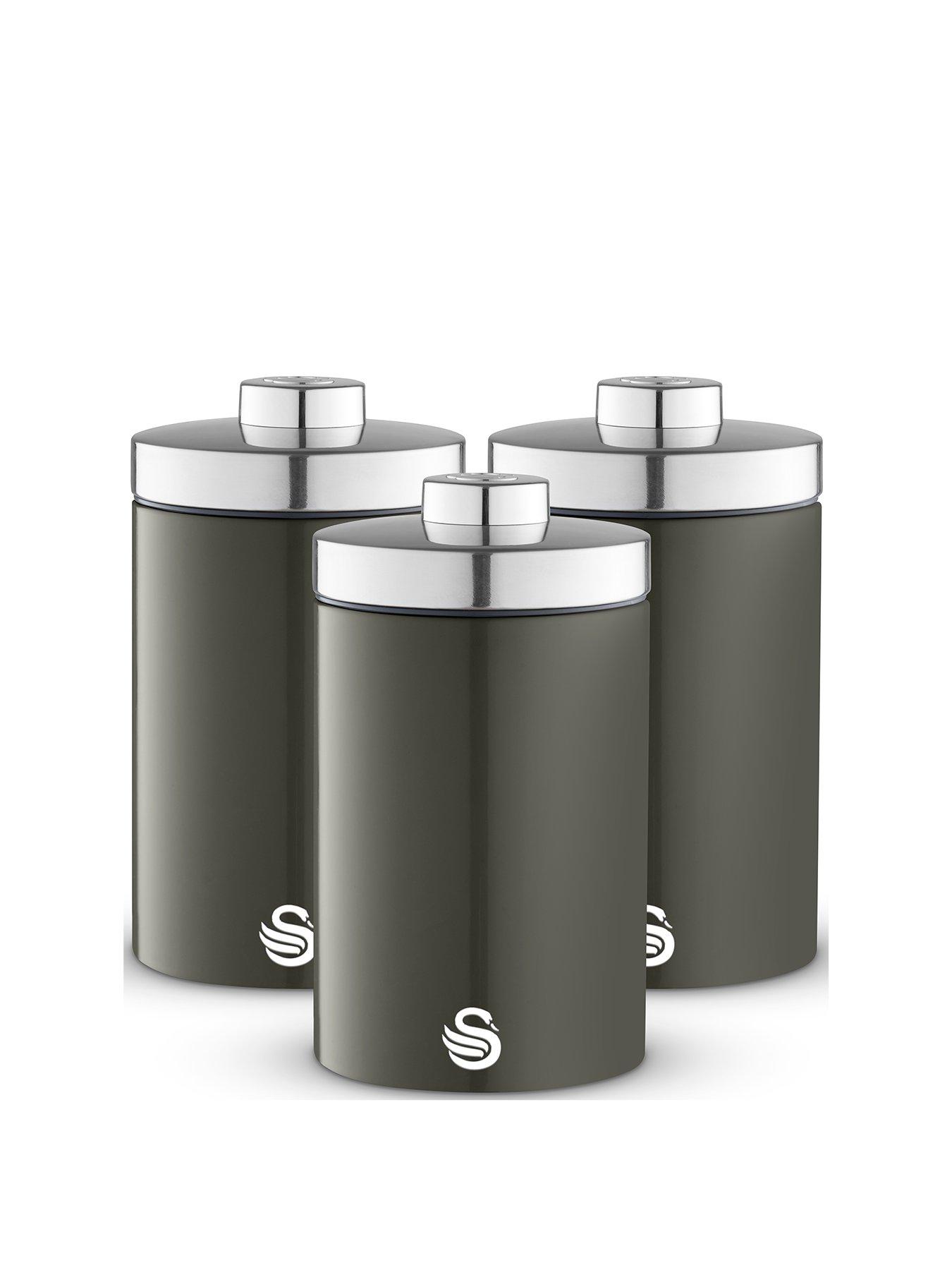 Swan Townhouse Set of 3 Storage Canisters for Coffee/Sugar/Tea - Graphite Grey