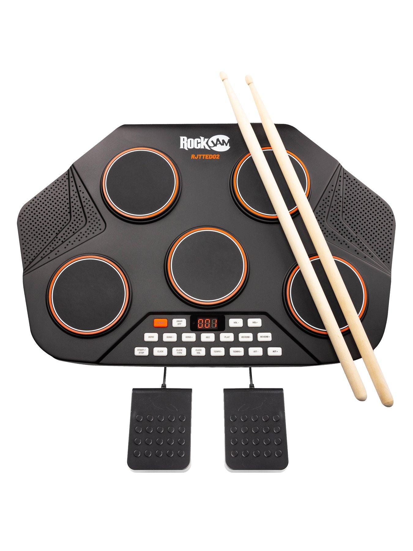 RockJam エレクトリックドラムキット RockJam Rechargeable 5-Piece Tabletop Electric Drum Kit with MIDI