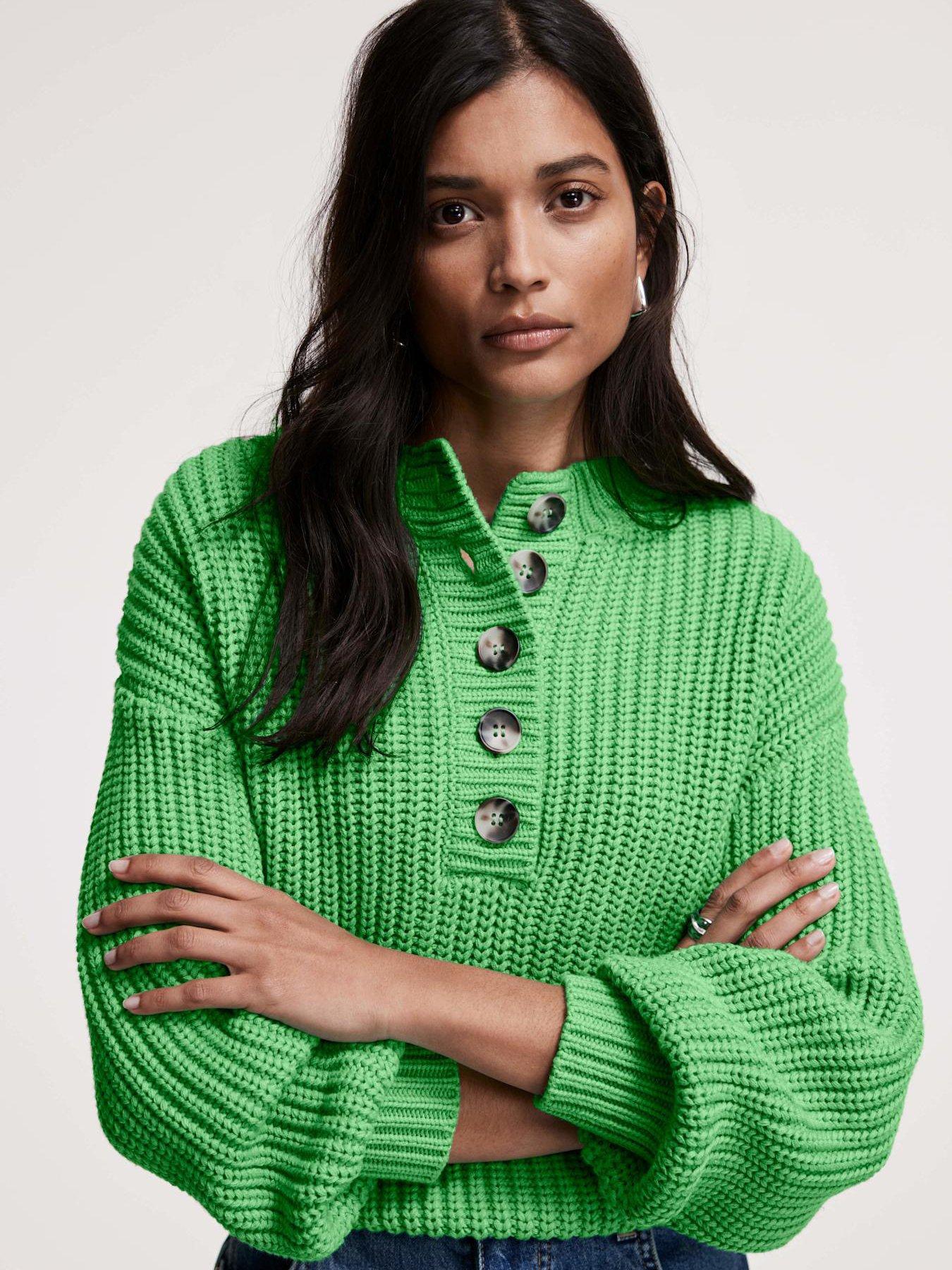  image of mint-velvet-button-detail-jumper-green