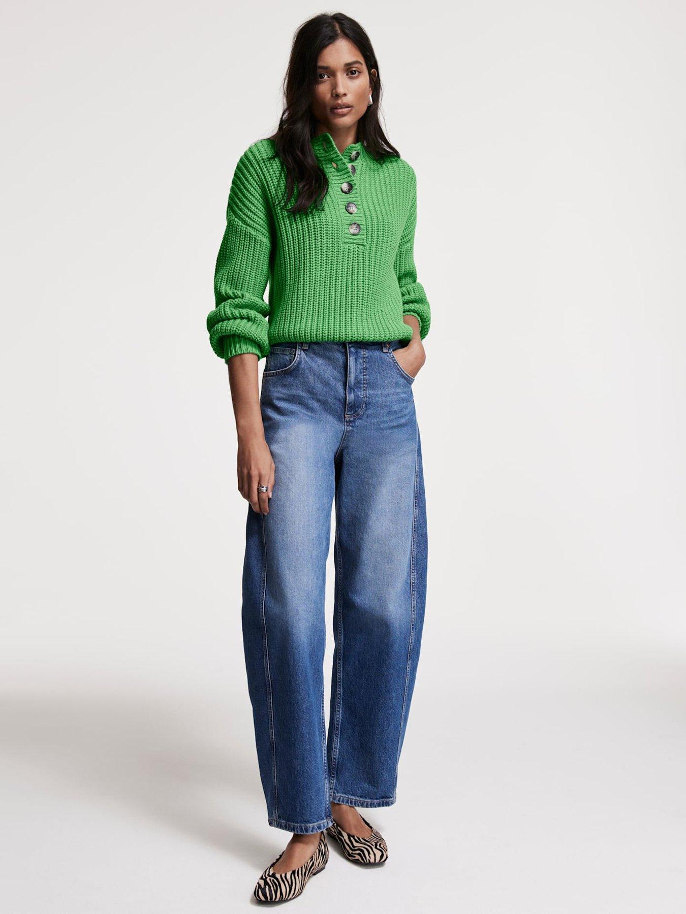  image of mint-velvet-button-detail-jumper-green