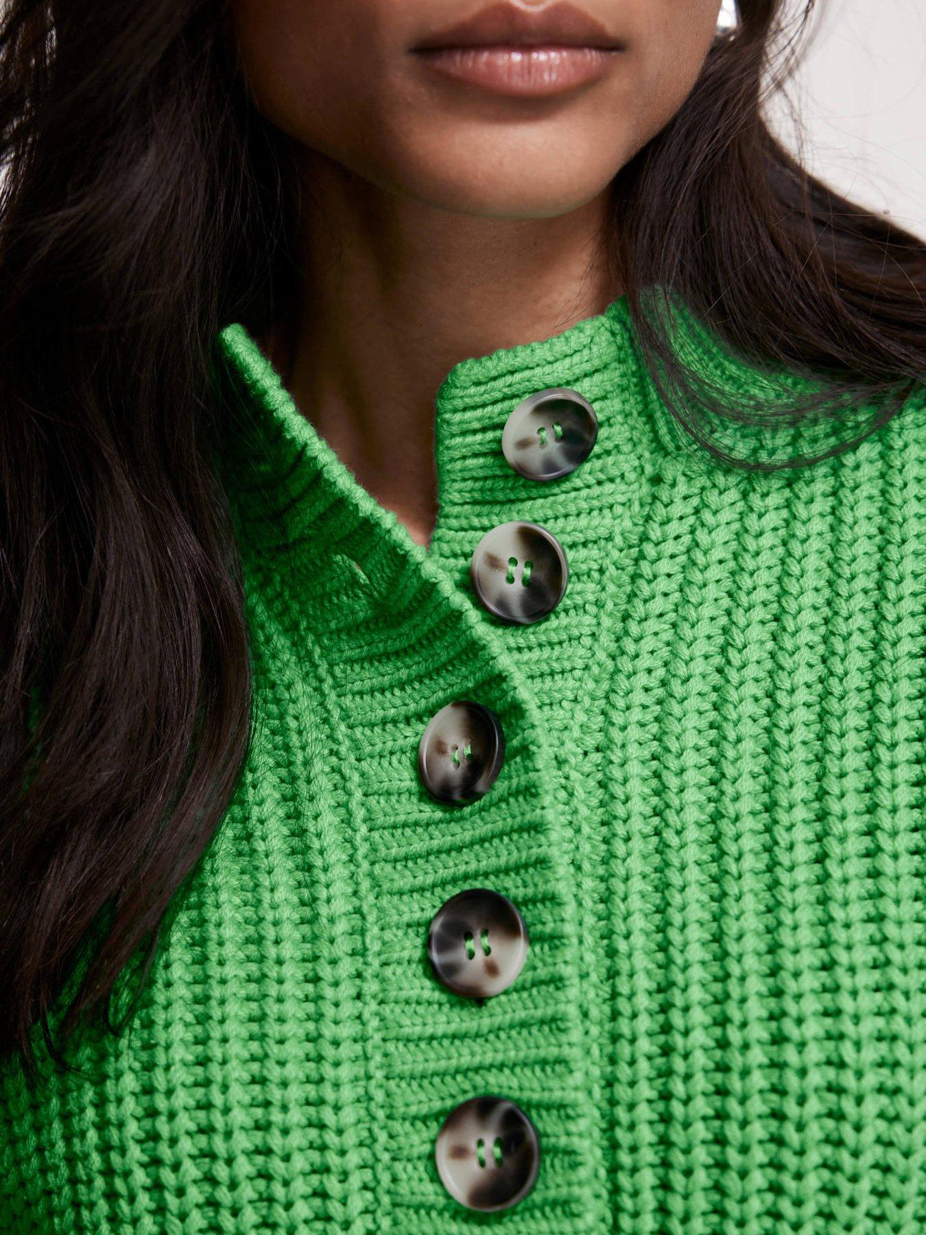  image of mint-velvet-button-detail-jumper-green