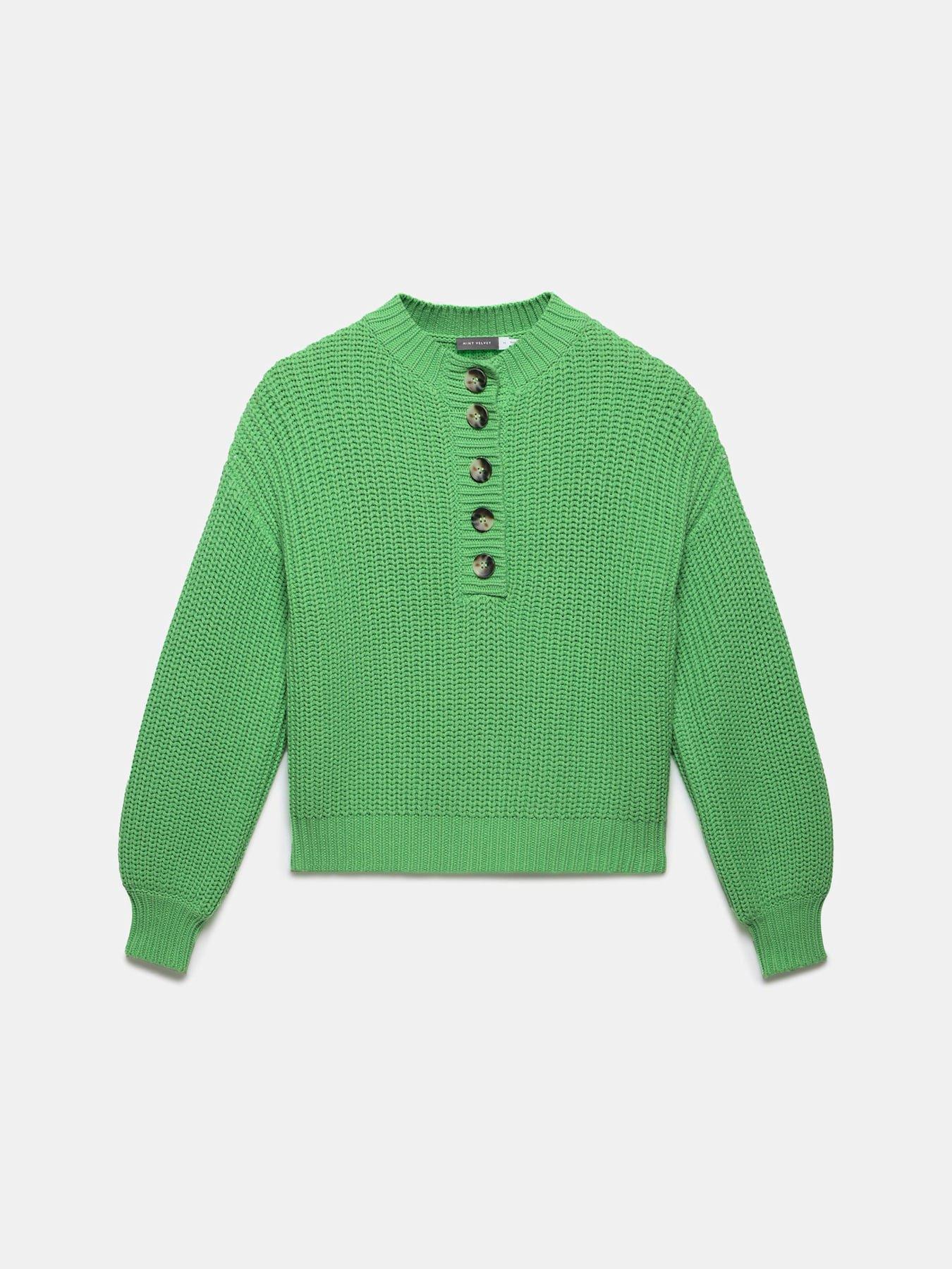  image of mint-velvet-button-detail-jumper-green