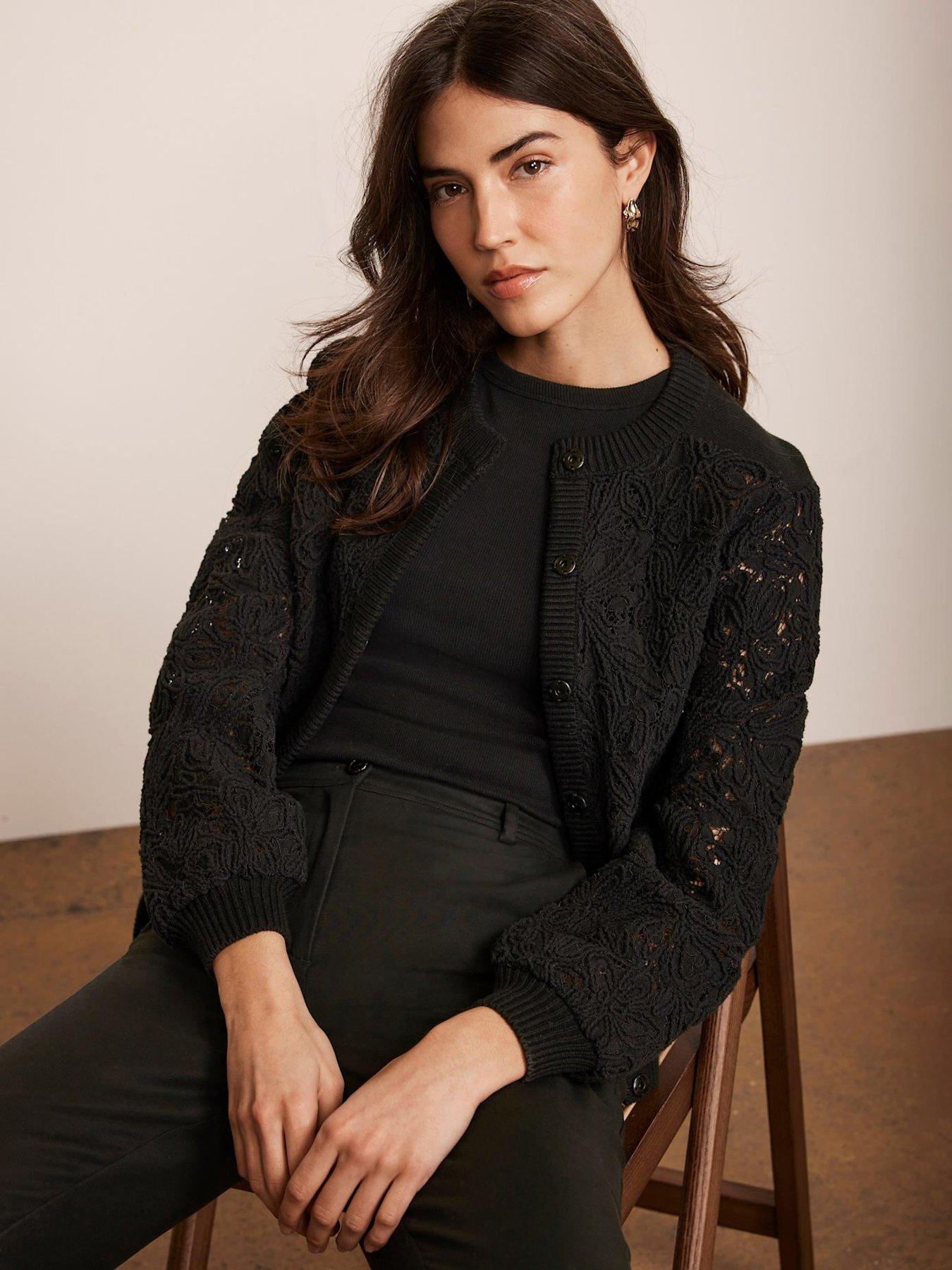 undefined Lace Mix Bomber Jacket - Black